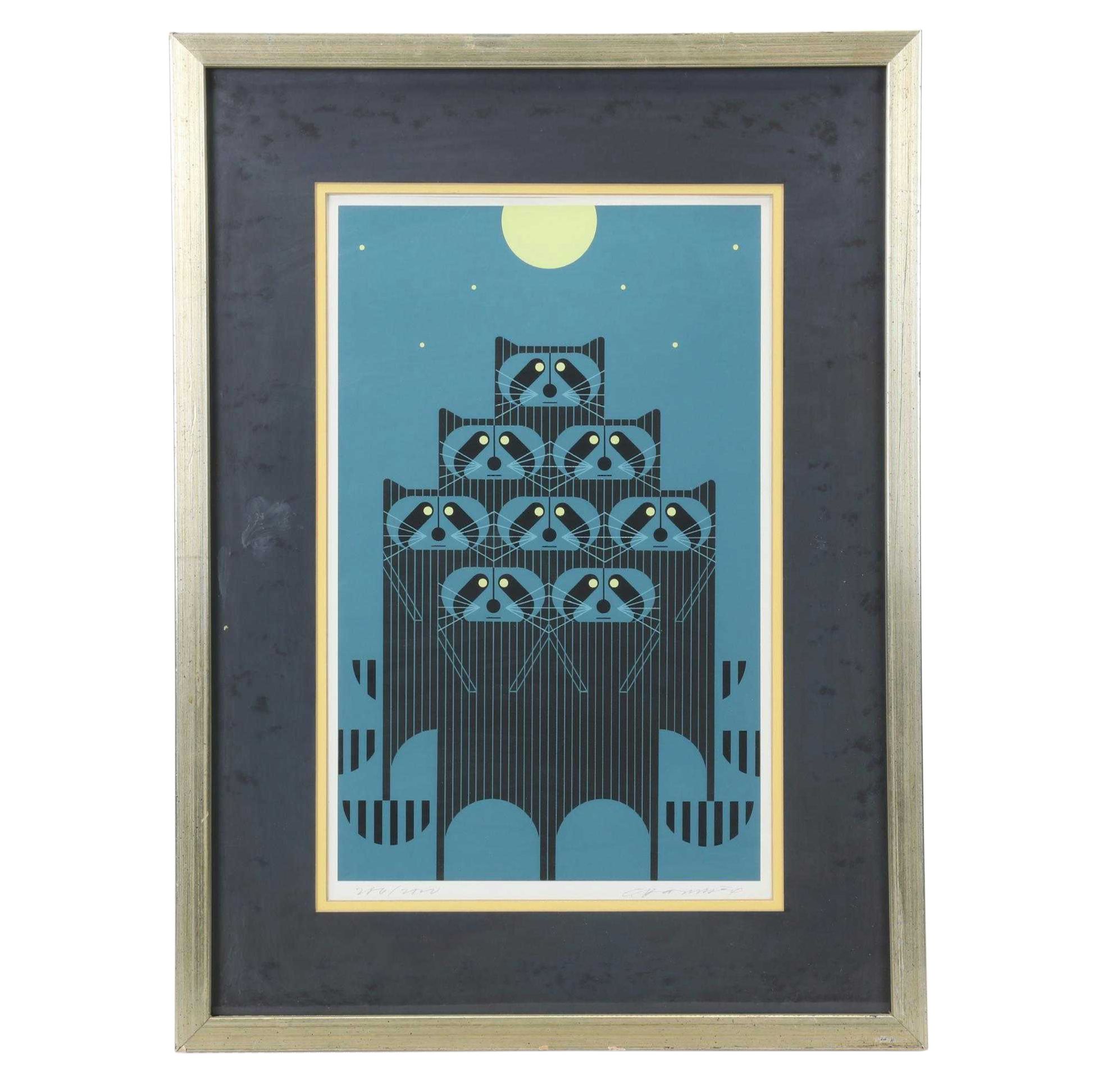 Charley Harper Serigraph "Raccpack," 1975