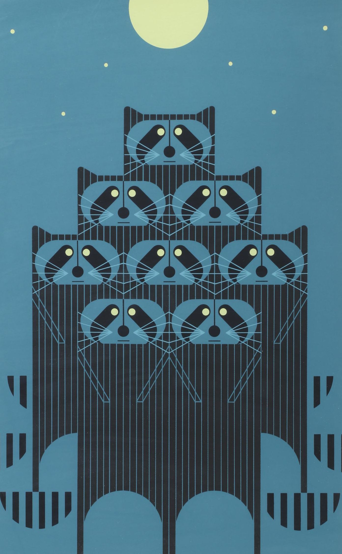 Charley Harper Serigraph "Raccpack," 1975