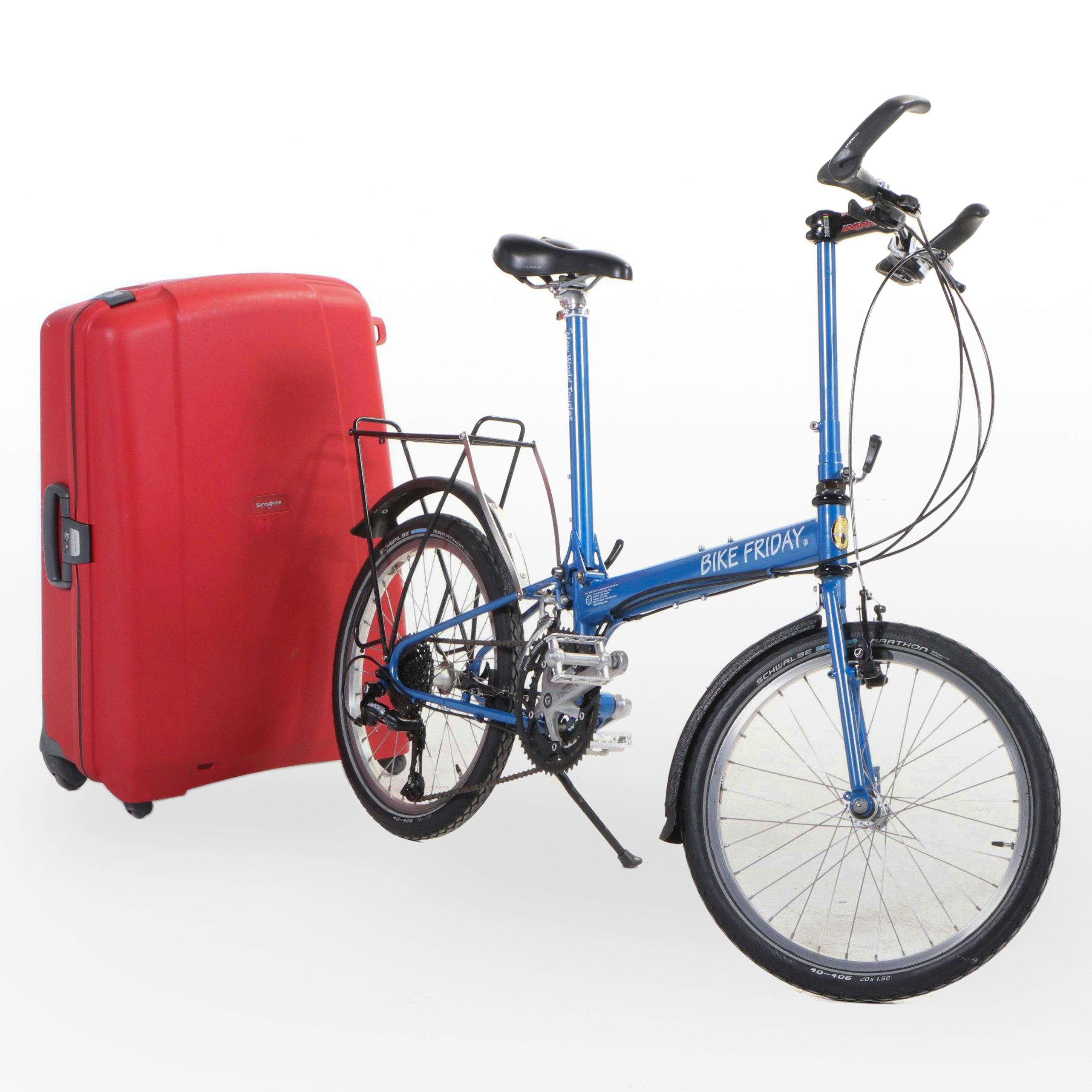 Bike Friday New World Tourist Bicycle with Samsonite Hard-Sided Luggage