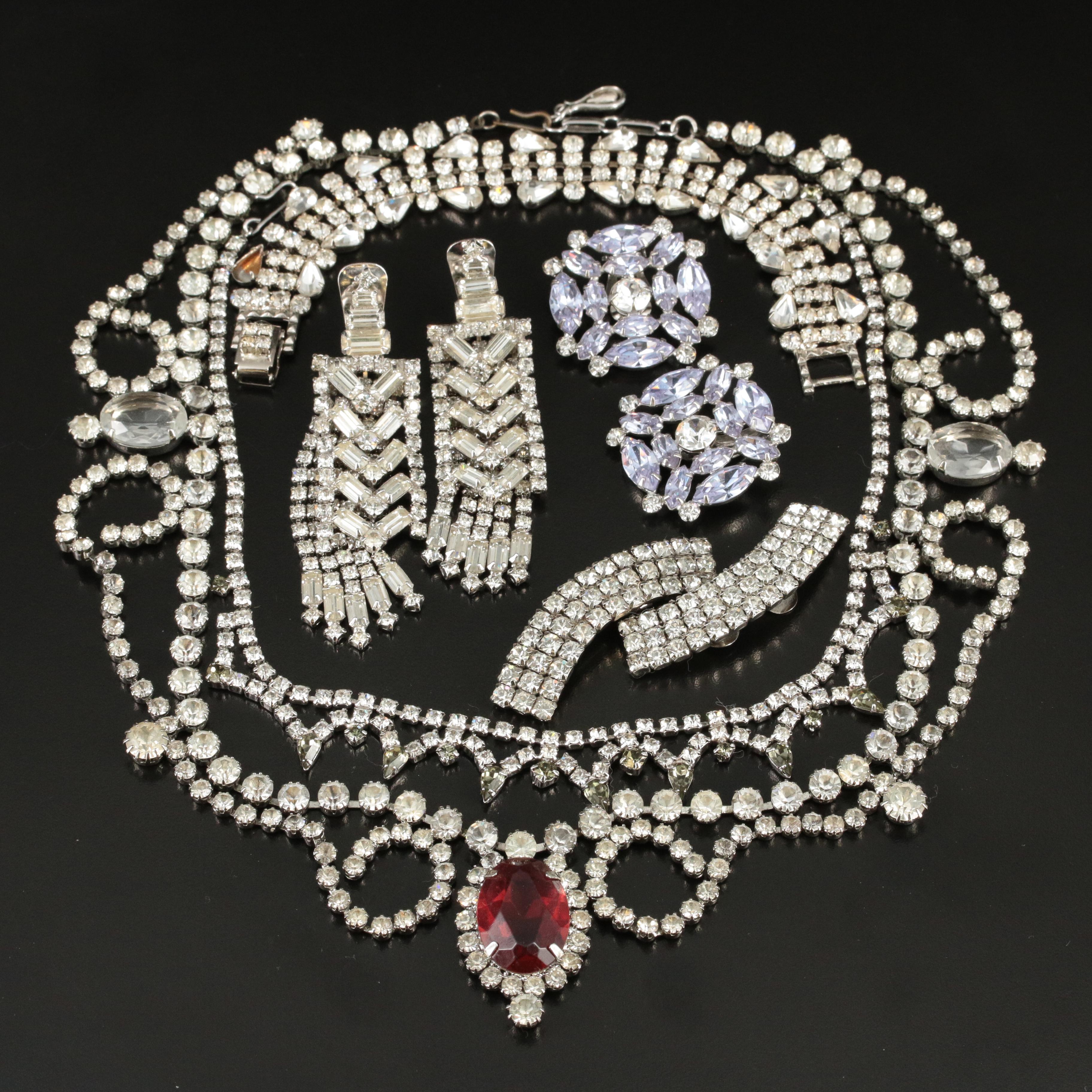 Rhinestone Jewelry Featuring B. David Earrings