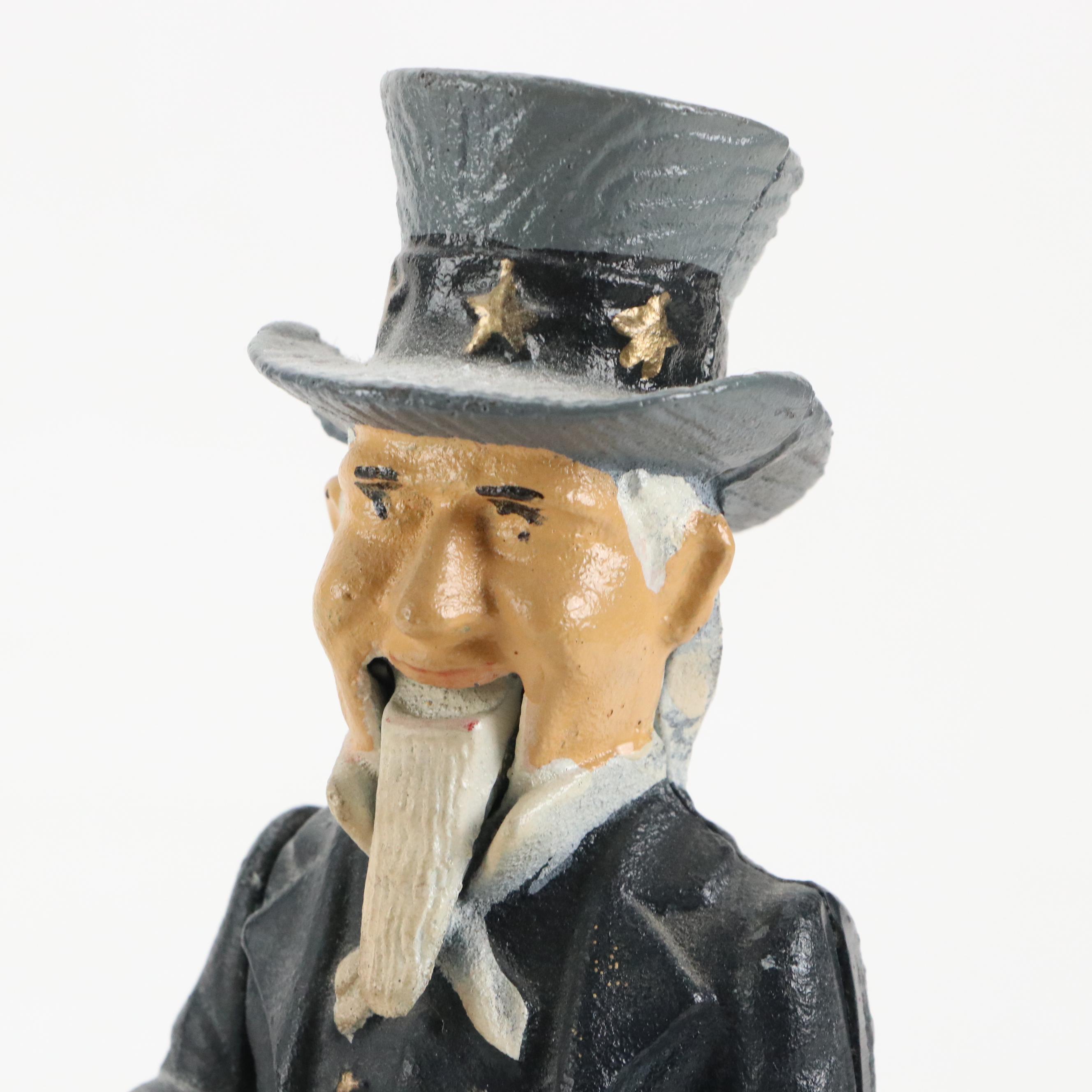 Cast Iron Uncle Sam Figural Mechanical Bank