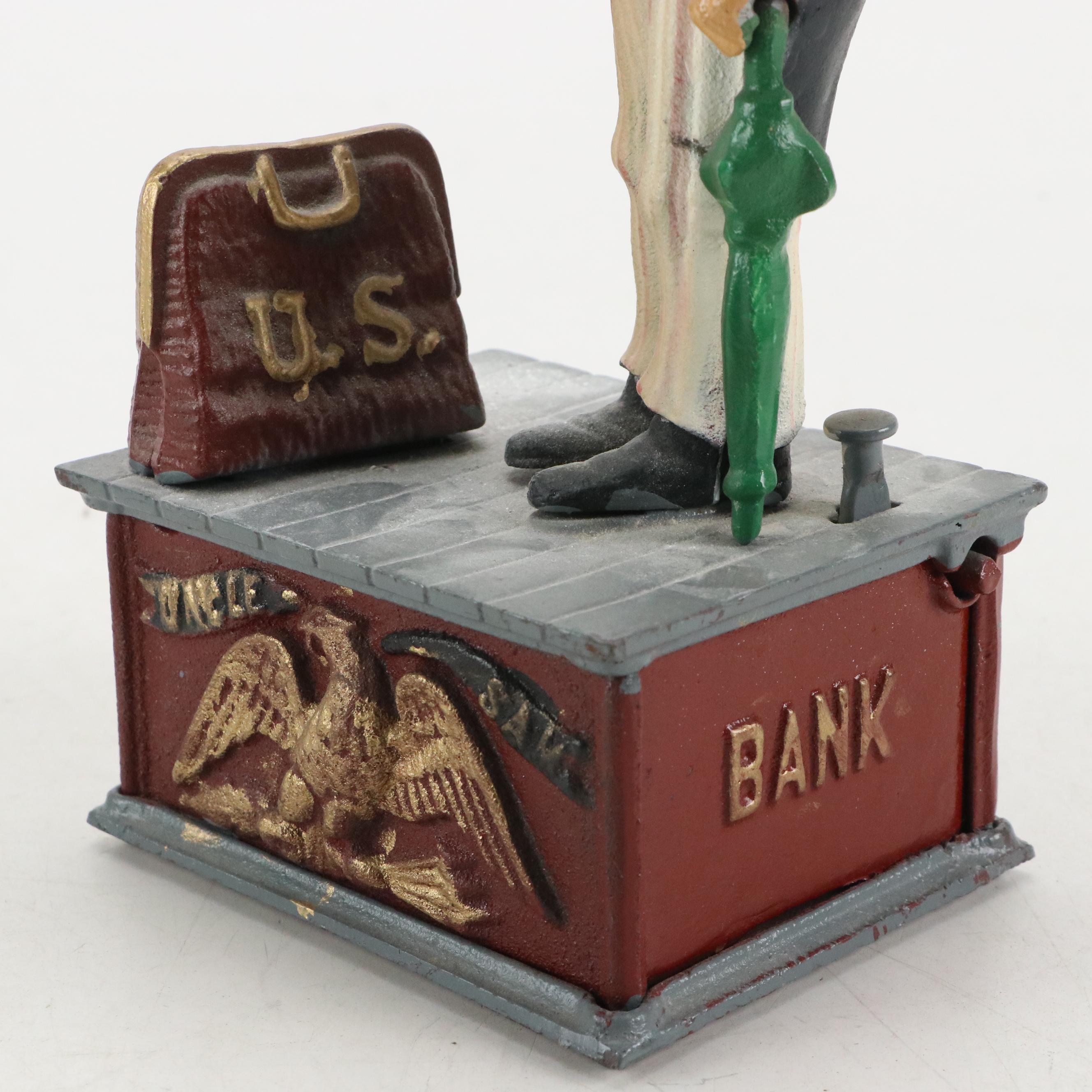 Cast Iron Uncle Sam Figural Mechanical Bank