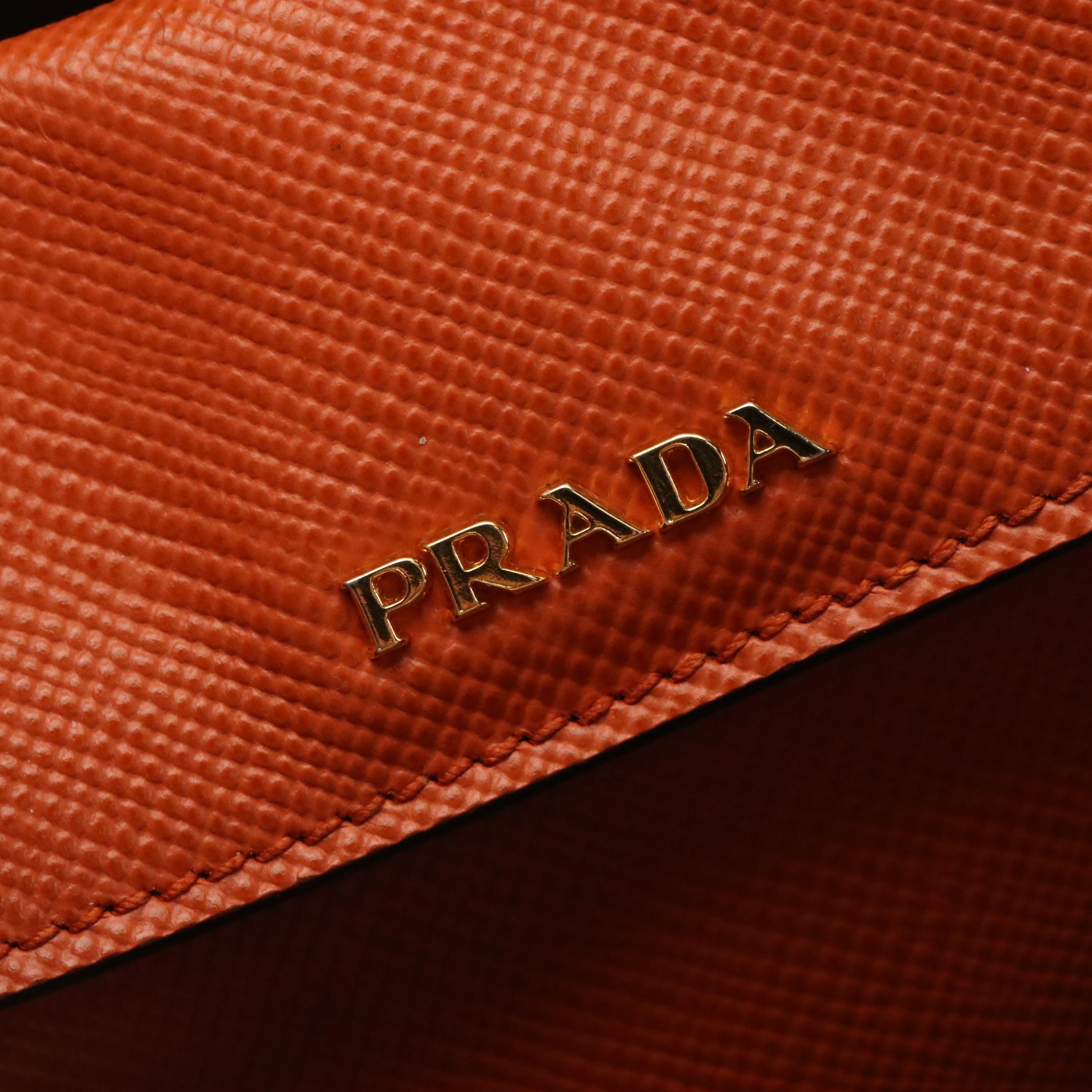 Prada Papaya Orange Saffiano Leather Tote Bag