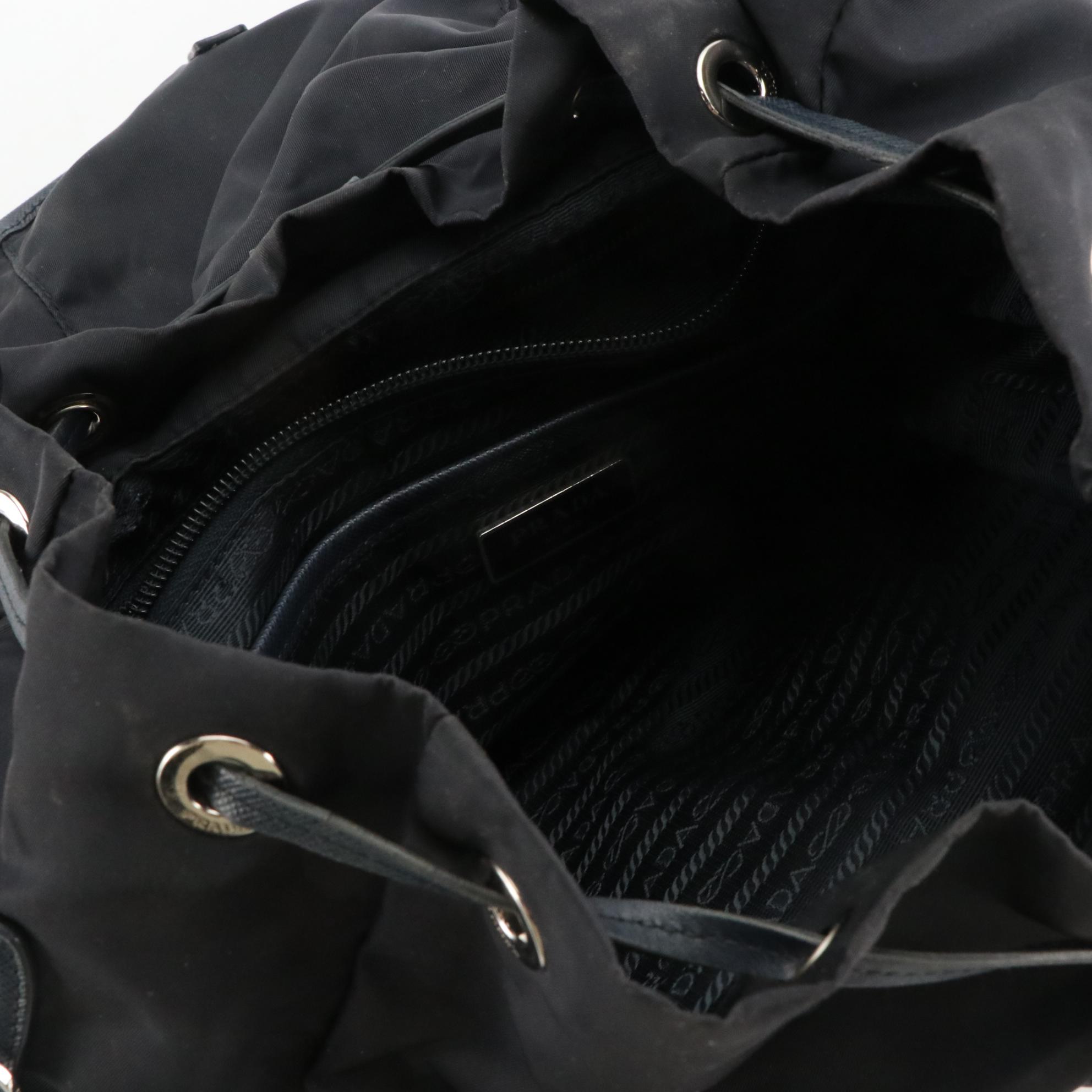 Prada Navy Blue Nylon Backpack with Saffiano Leather Trim