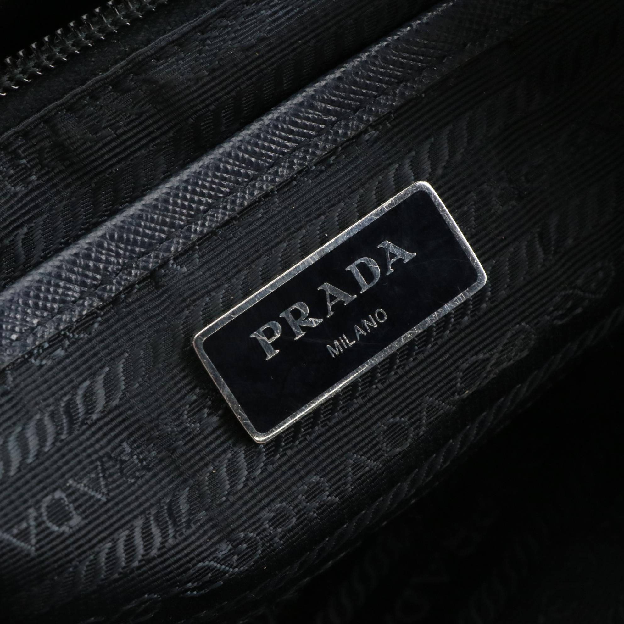 Prada Navy Blue Nylon Backpack with Saffiano Leather Trim