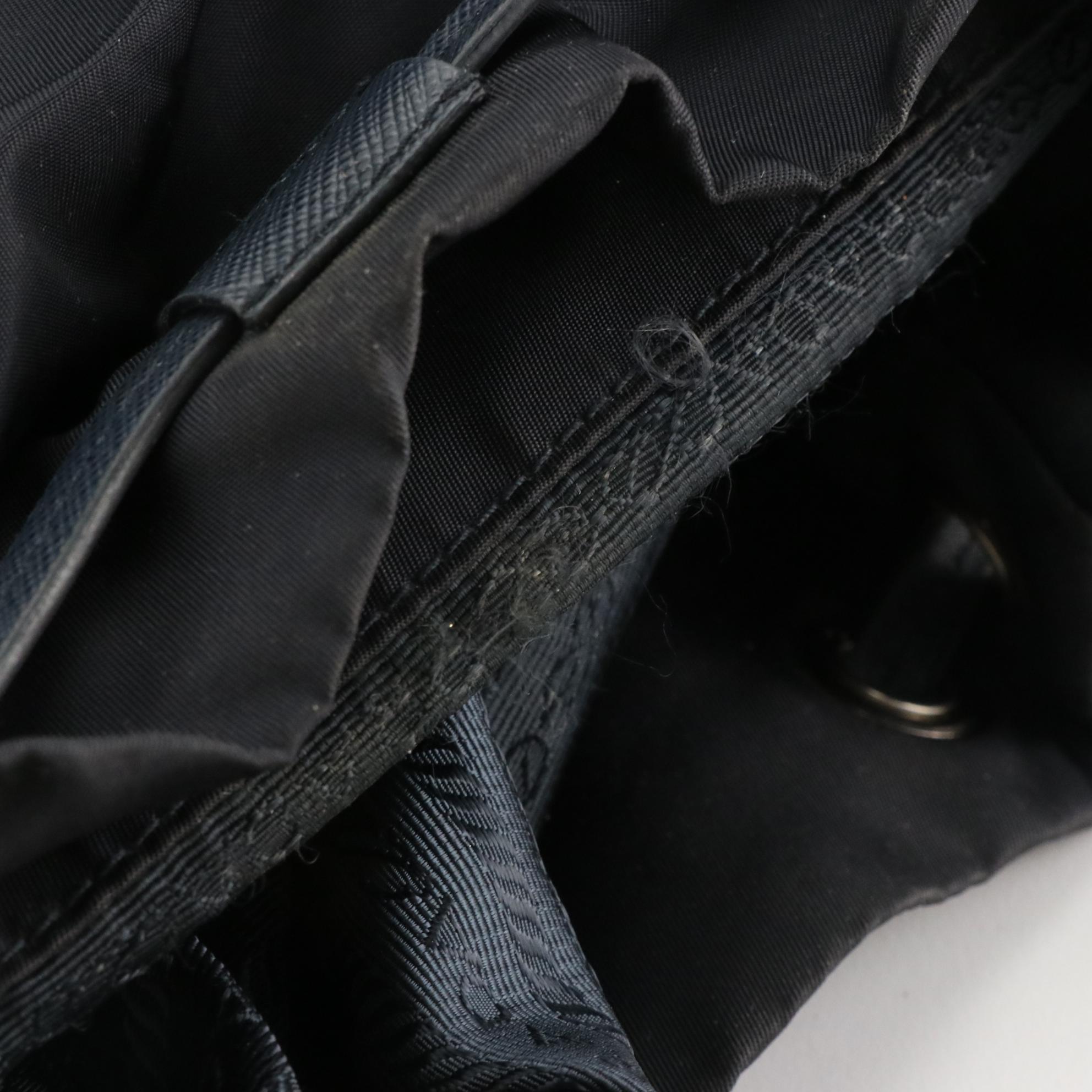 Prada Navy Blue Nylon Backpack with Saffiano Leather Trim