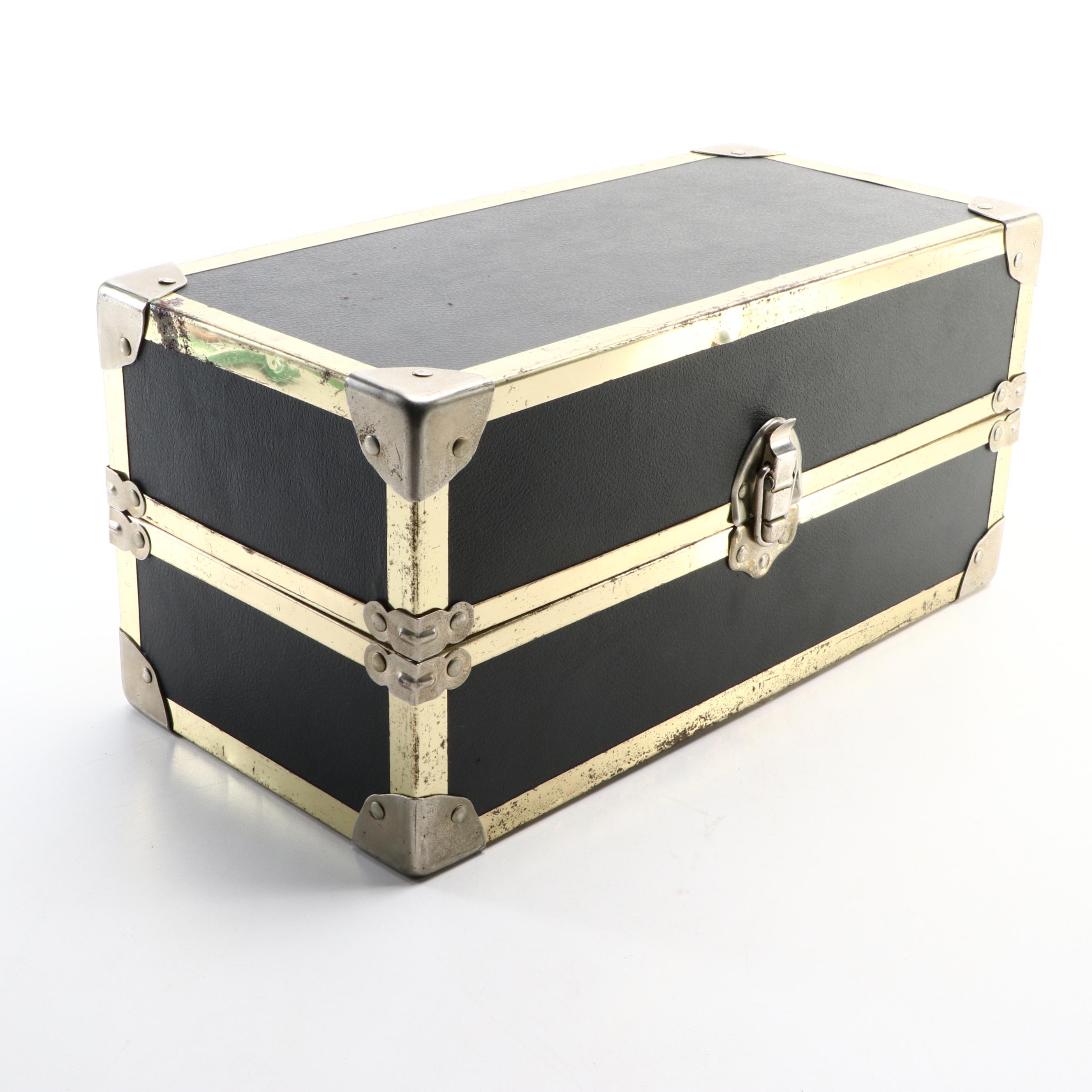 Porcelain Doll in Hat Box Carrying Case with Other Collectible Dolls