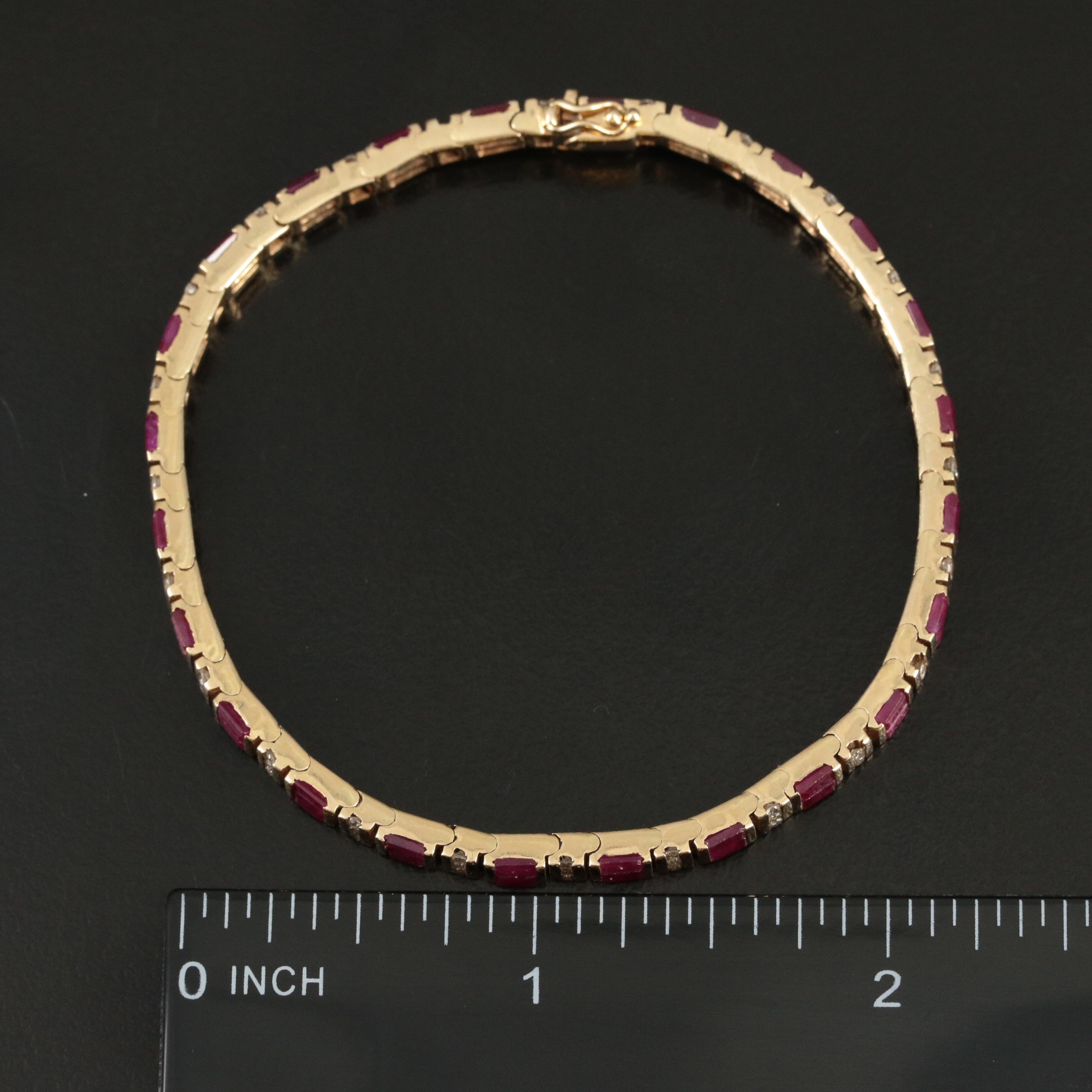 14K Ruby and Diamond Line Bracelet