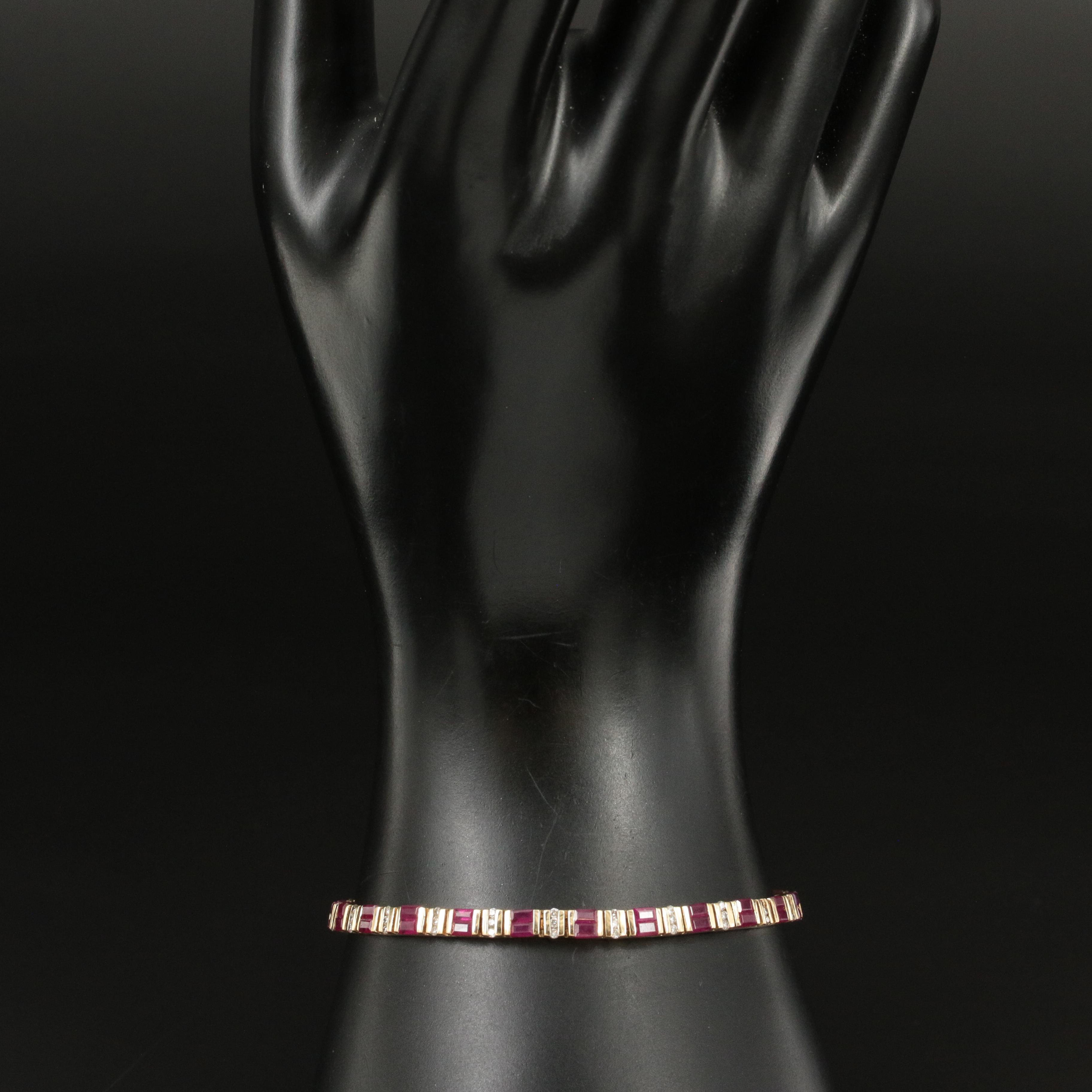 14K Ruby and Diamond Line Bracelet