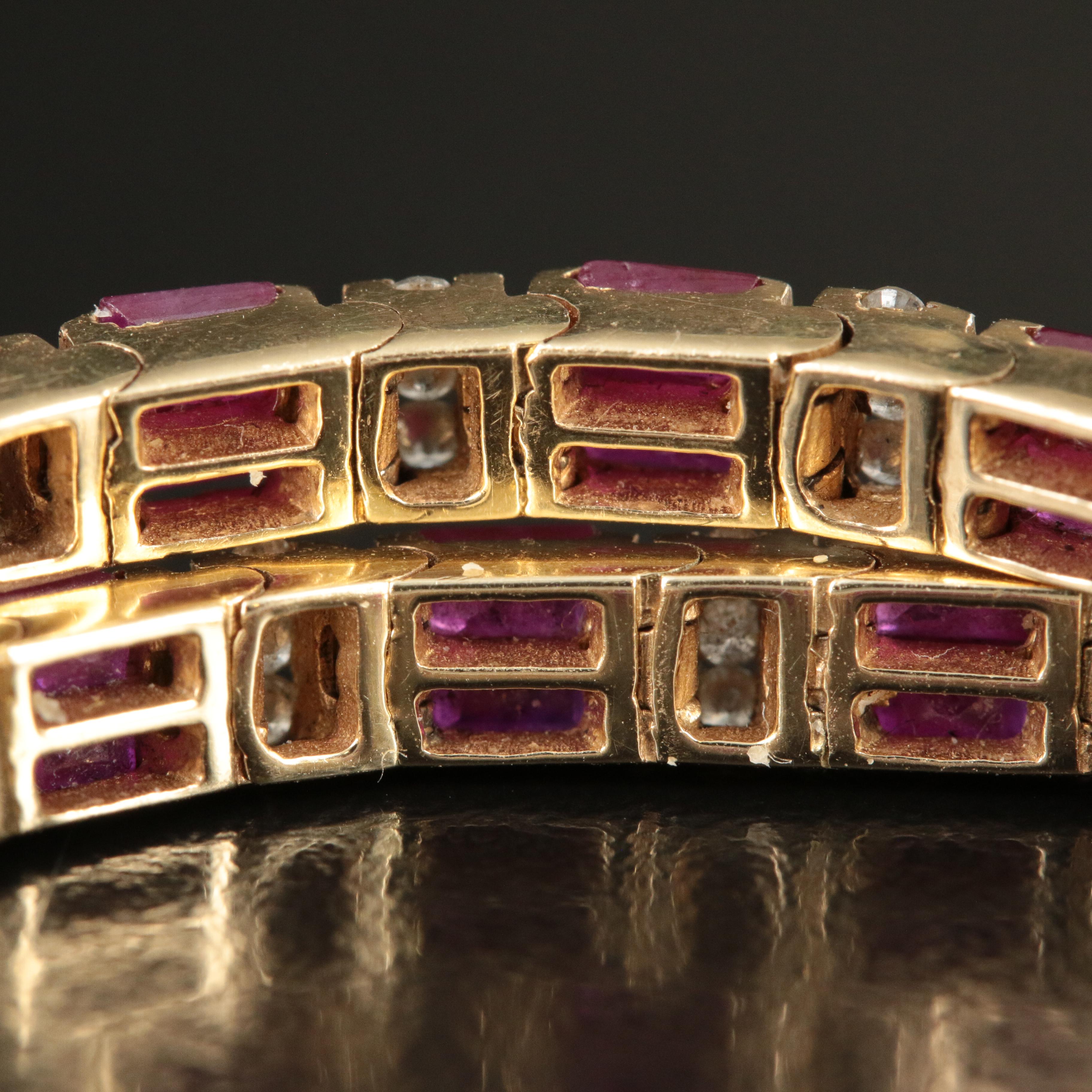 14K Ruby and Diamond Line Bracelet