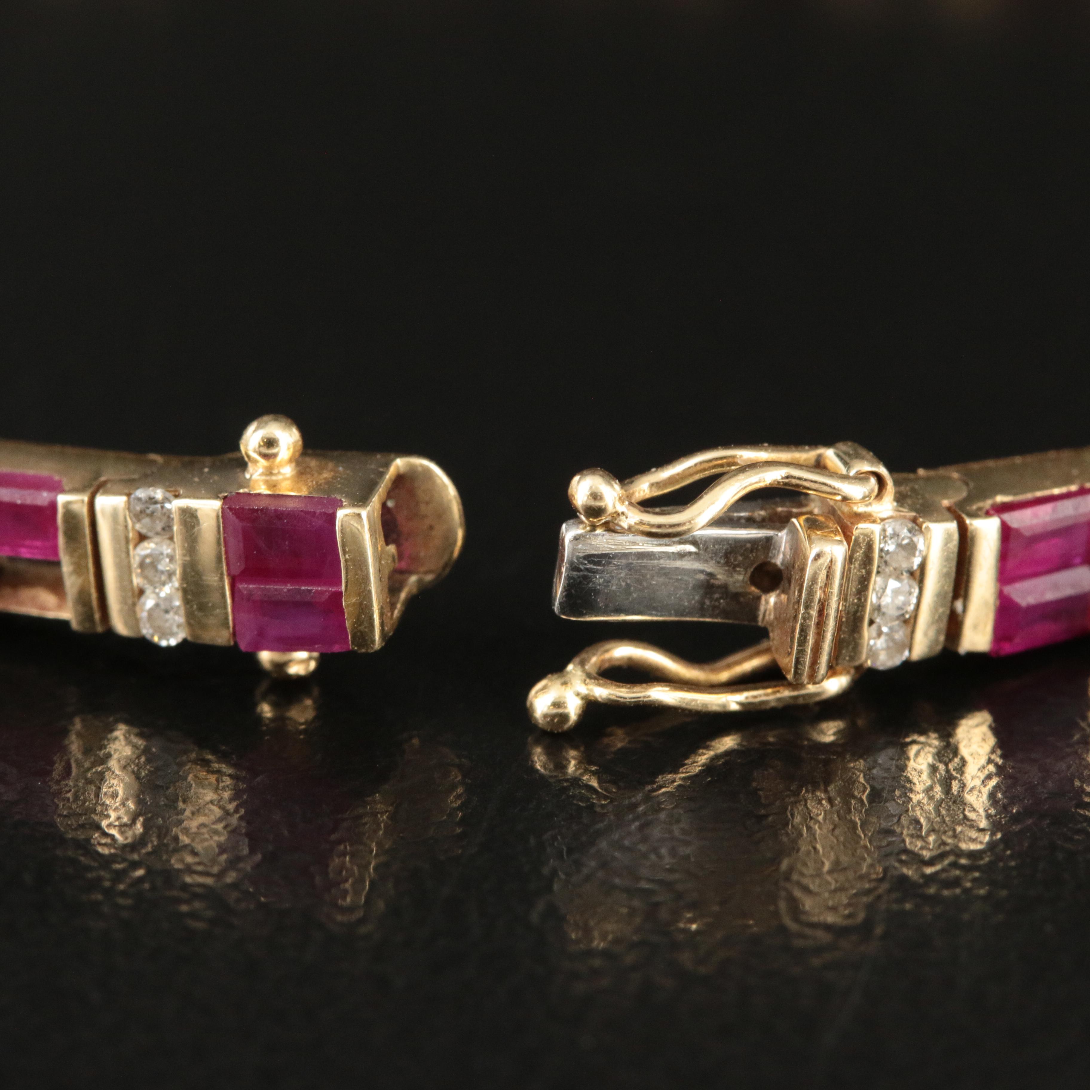 14K Ruby and Diamond Line Bracelet