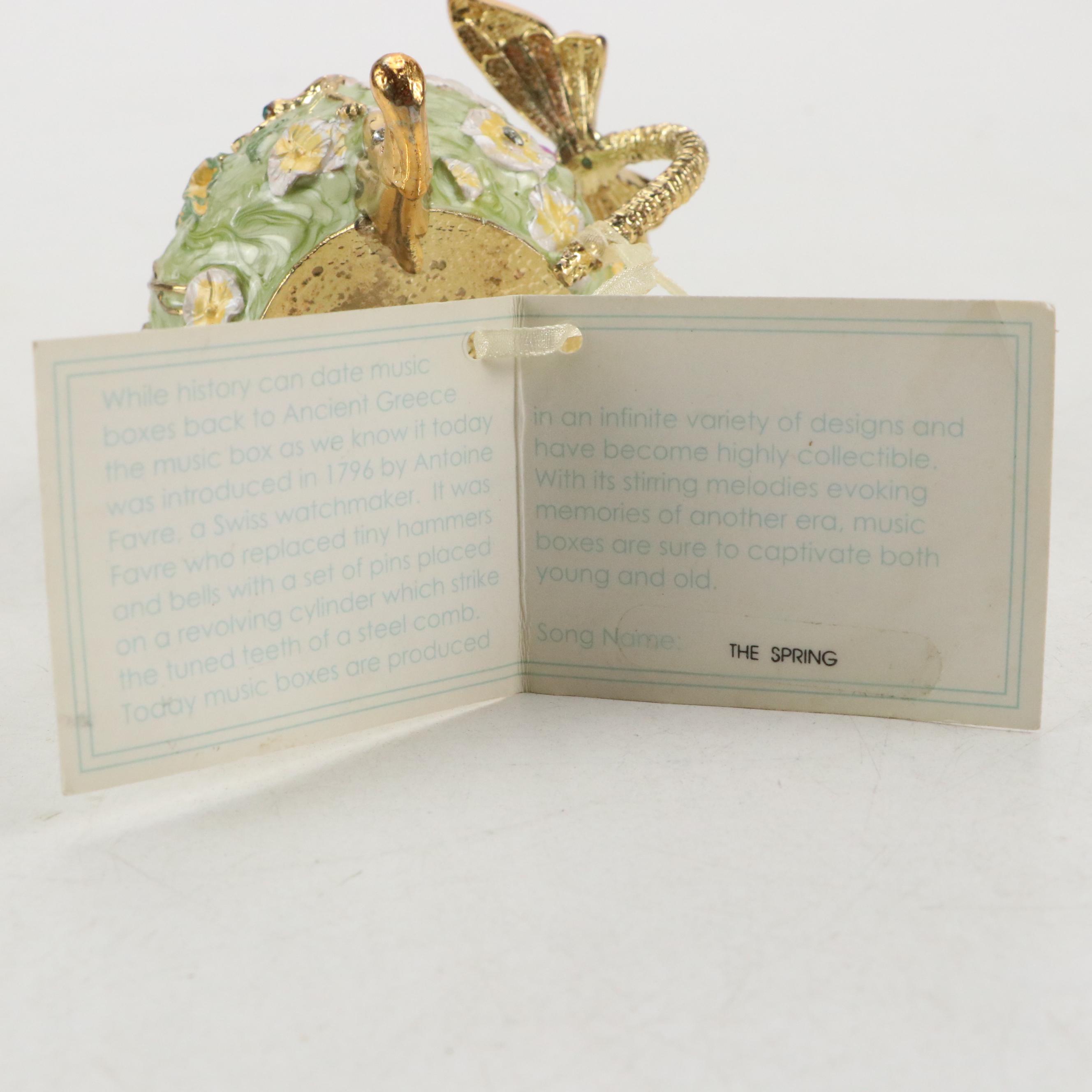 Collette et Cie Enameled Music Box with Enameled Sheepdog Box EBTH