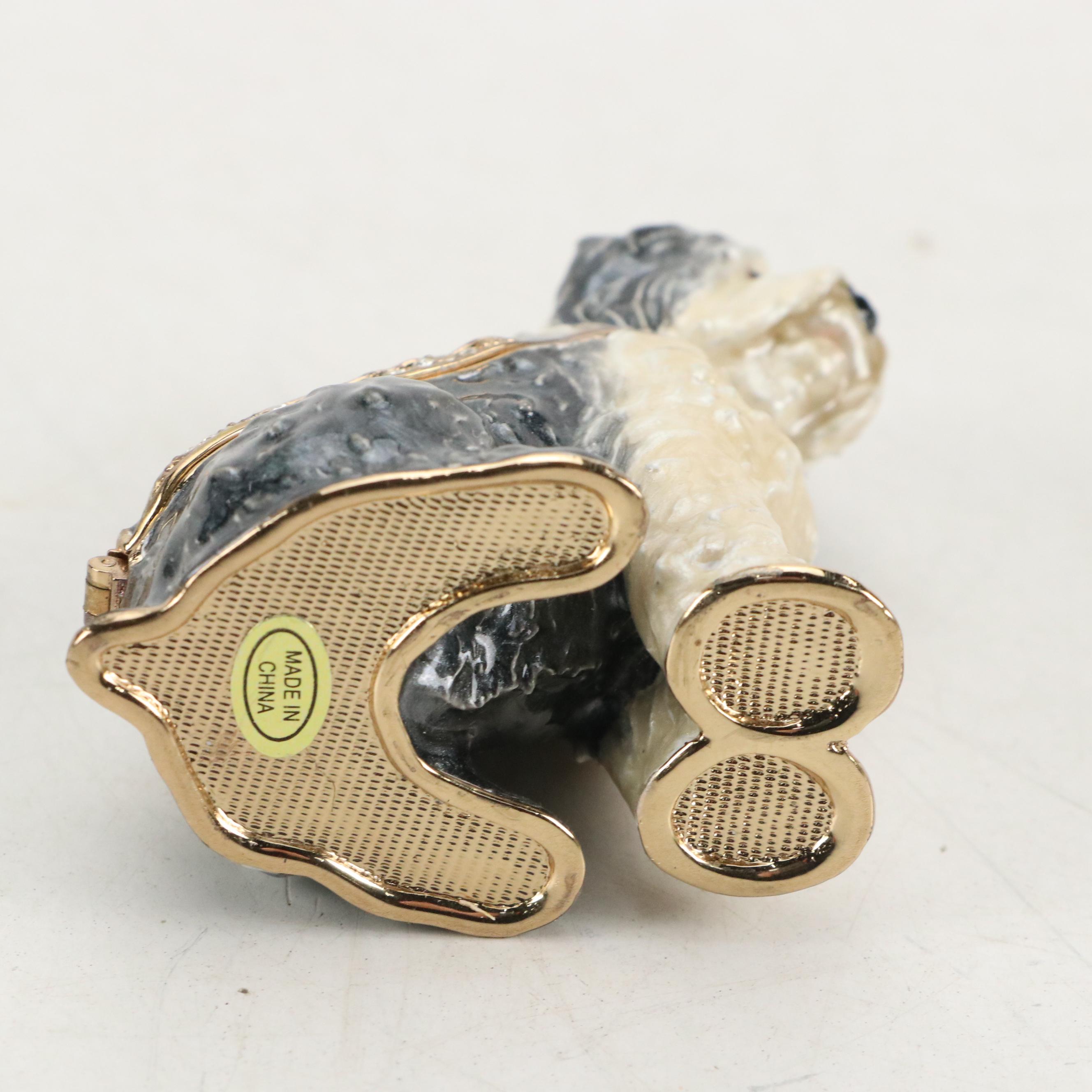 Collette et Cie Enameled Music Box with Enameled Sheepdog Box EBTH