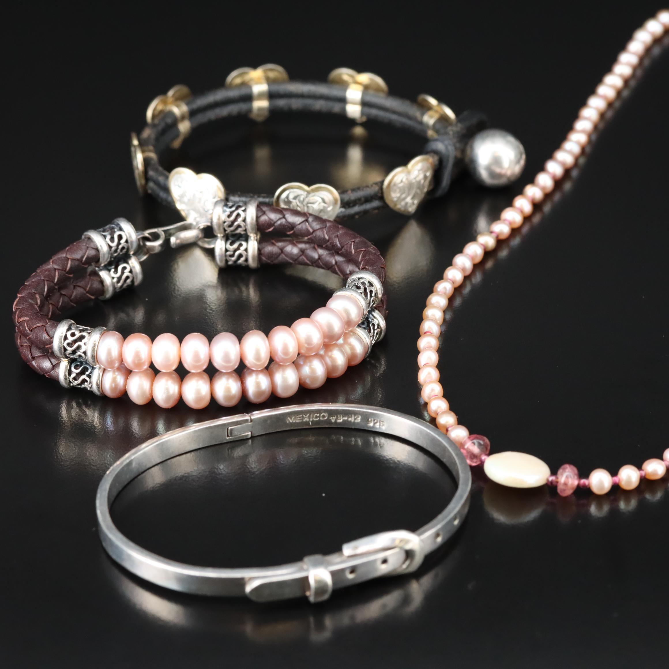 Necklaces and Bracelets Featuring Mexican Sterling Buckle Bracelet