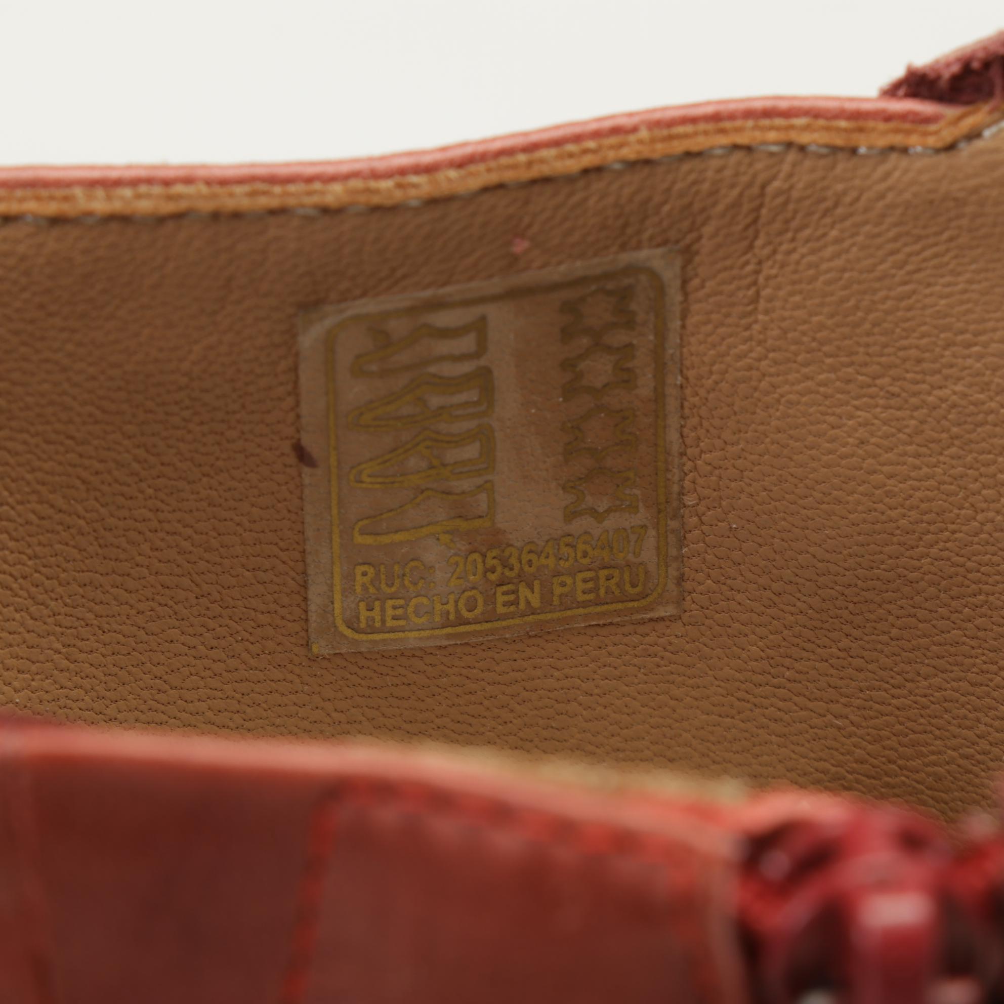 John Fluerog Cranberry Mid-Calf Boots With Embossed Accent Panel, Size 8.5