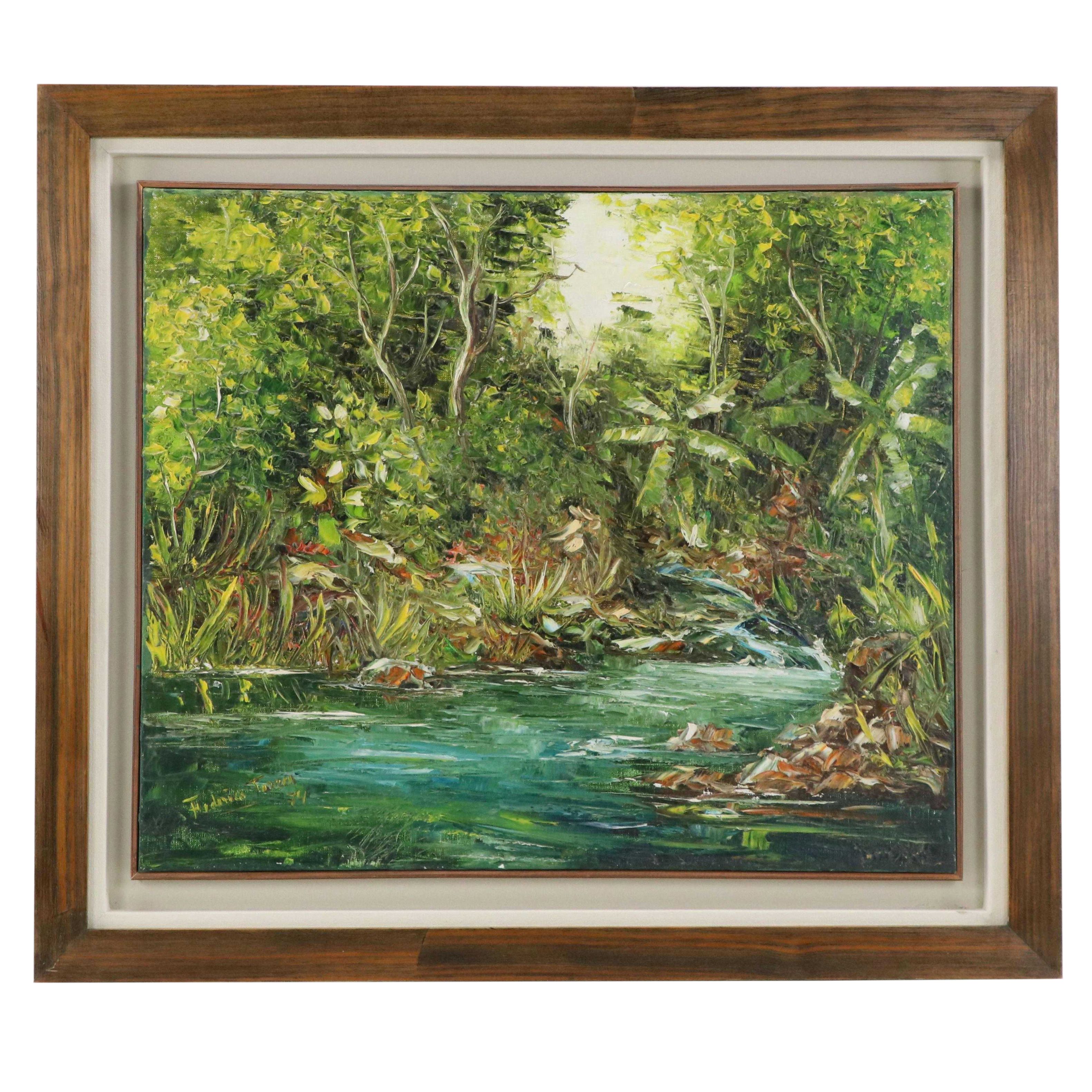 Federico Torres Impasto Oil Painting of Tropical Landscape