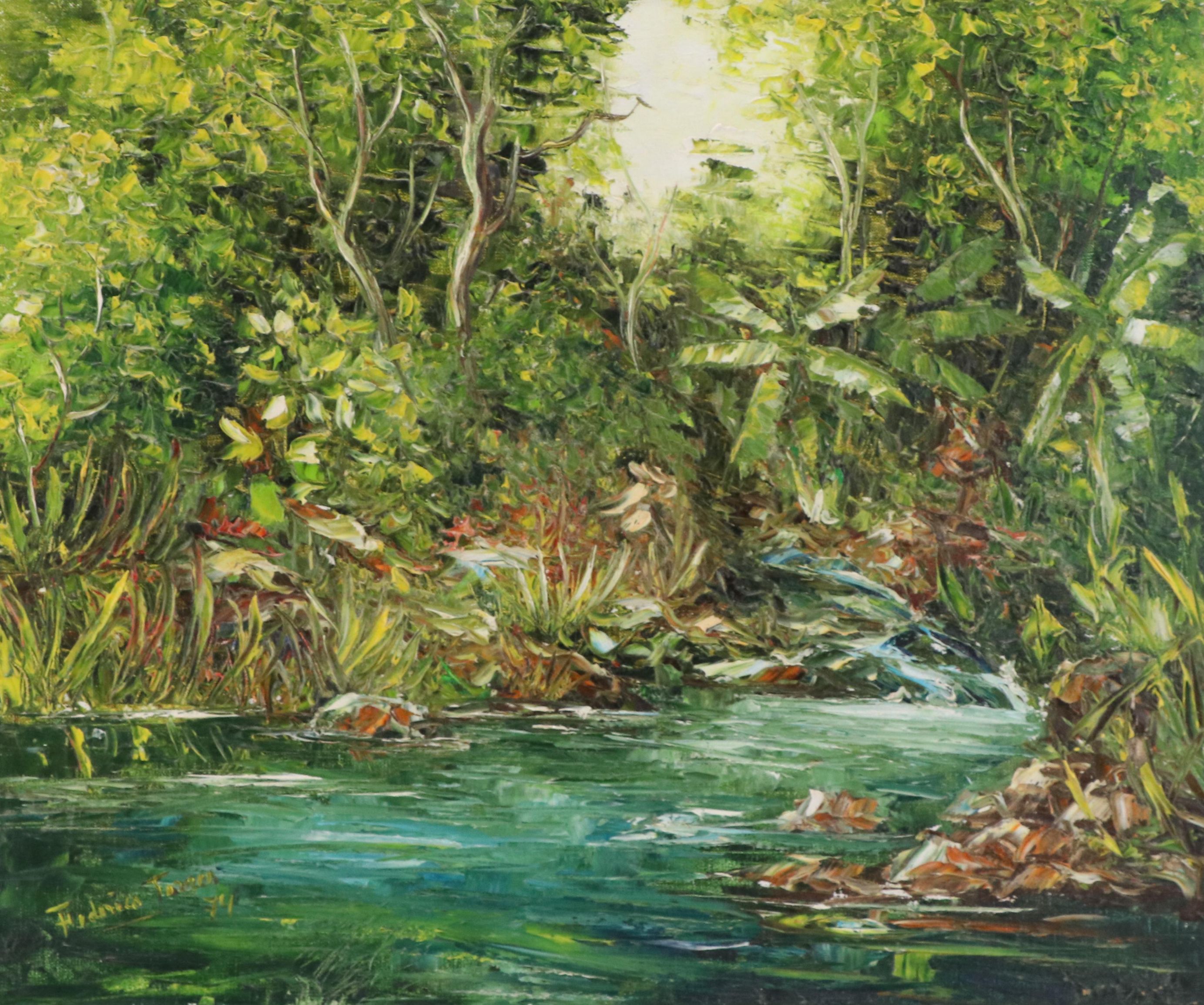 Federico Torres Impasto Oil Painting of Tropical Landscape
