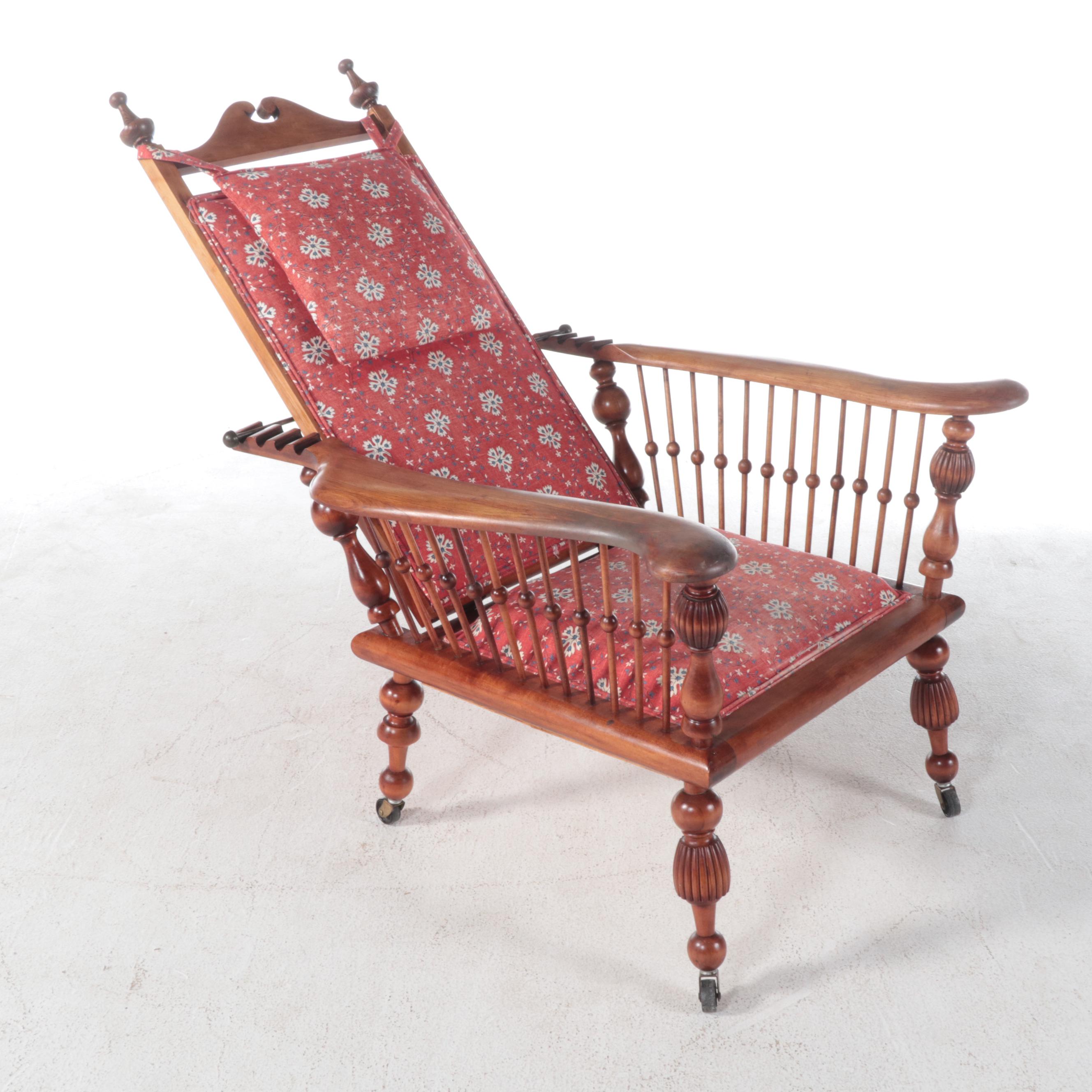 American Colonial Revival Maple Morris Chair, Early 20th Century