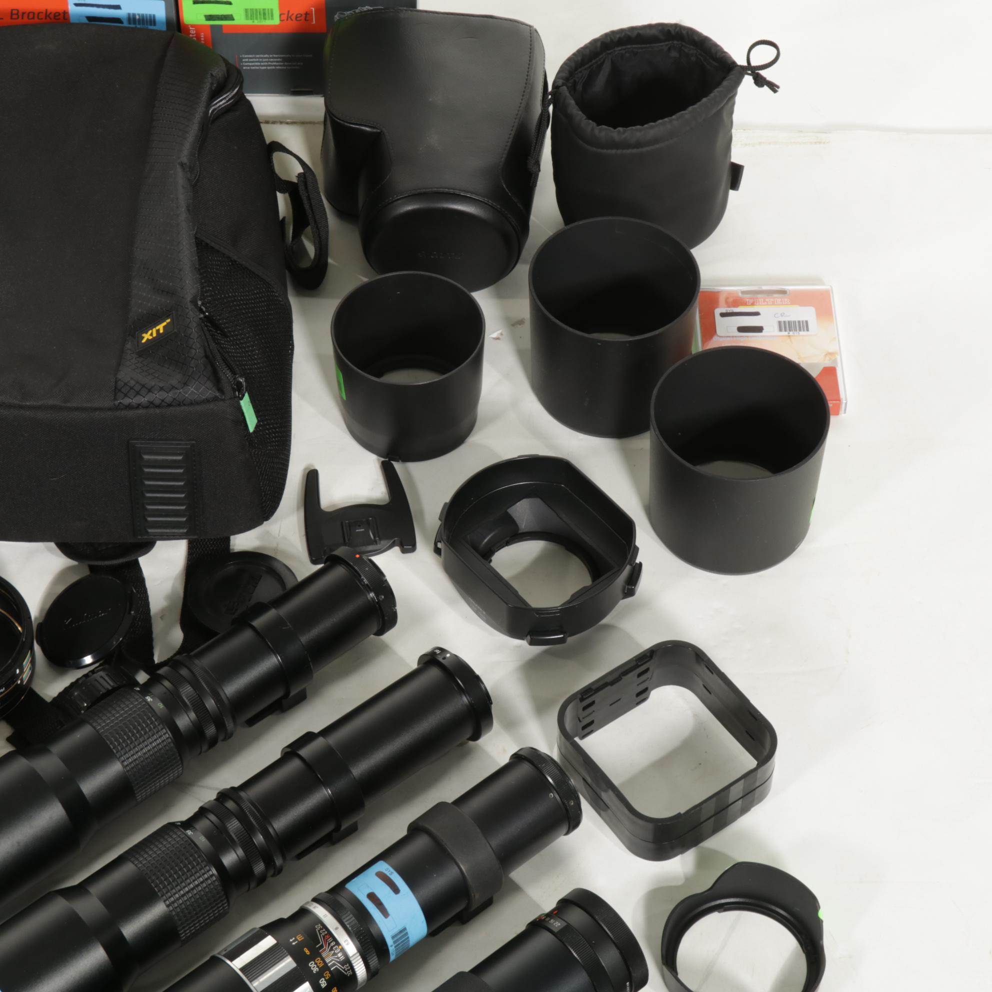 Nikon N2000 Camera Body, Promaster L Brackets, Lenses, Flashes and Other