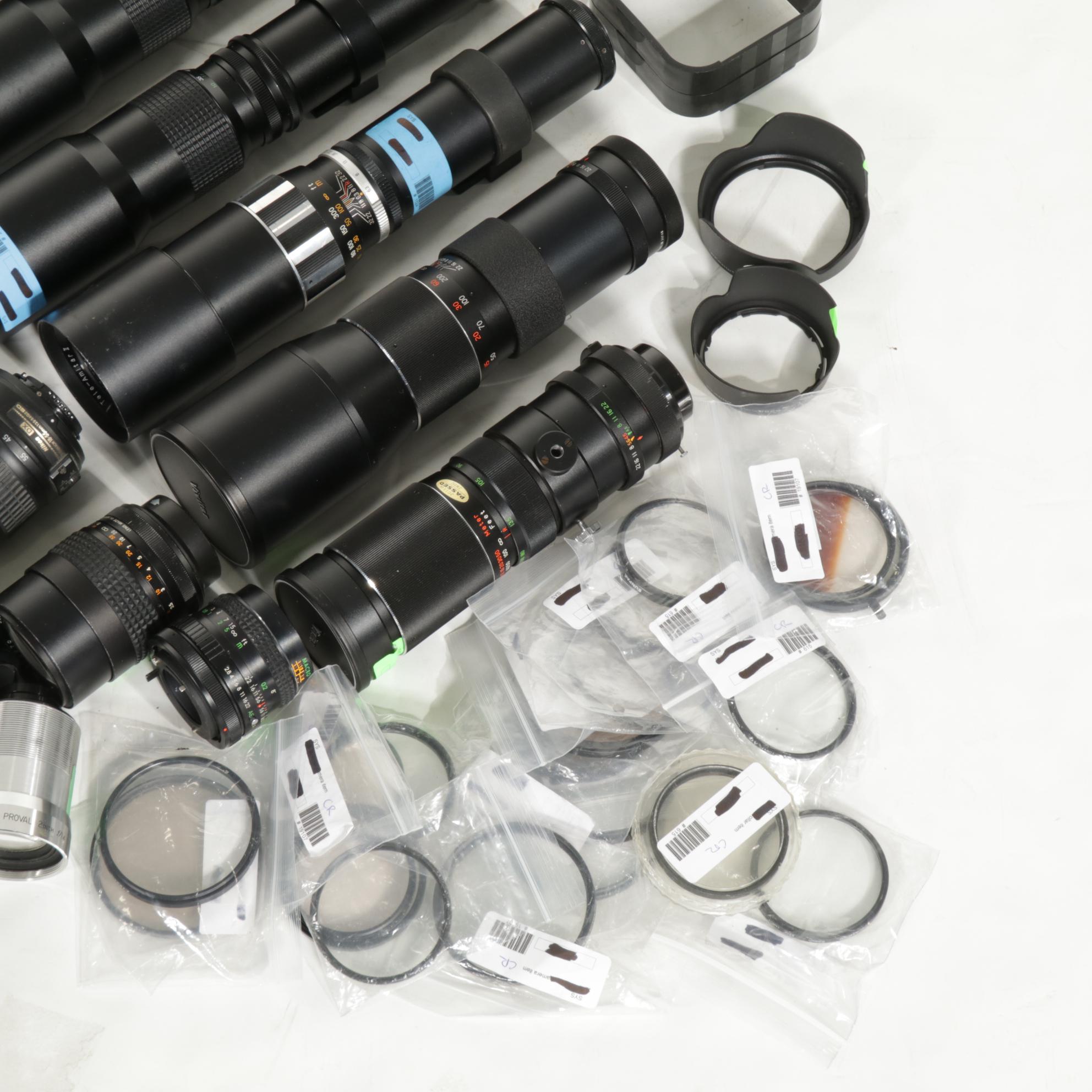 Nikon N2000 Camera Body, Promaster L Brackets, Lenses, Flashes and Other