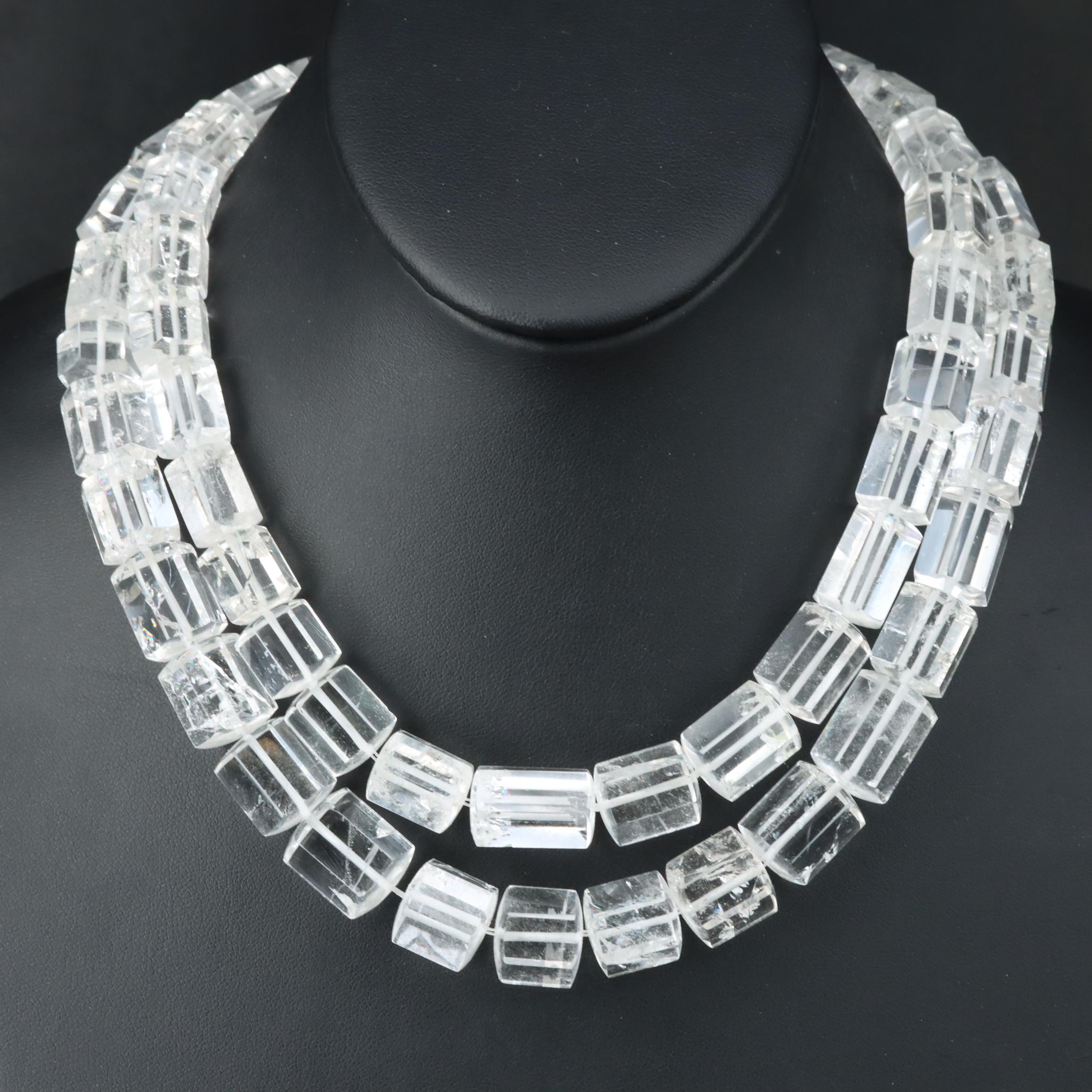 Rock Crystal Quartz Collar Necklace with 18K Clasp