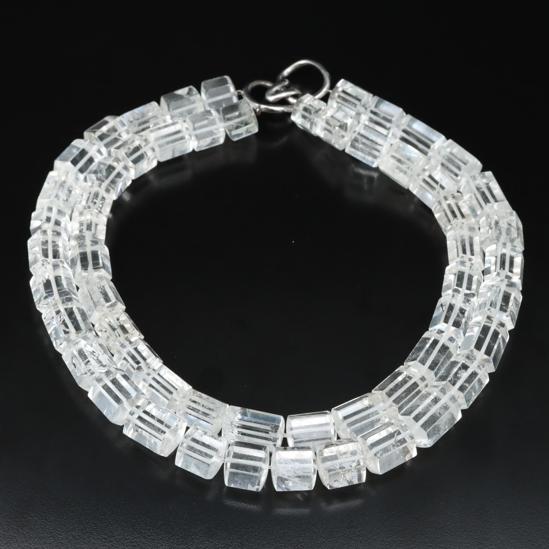 Rock Crystal Quartz Collar Necklace with 18K Clasp