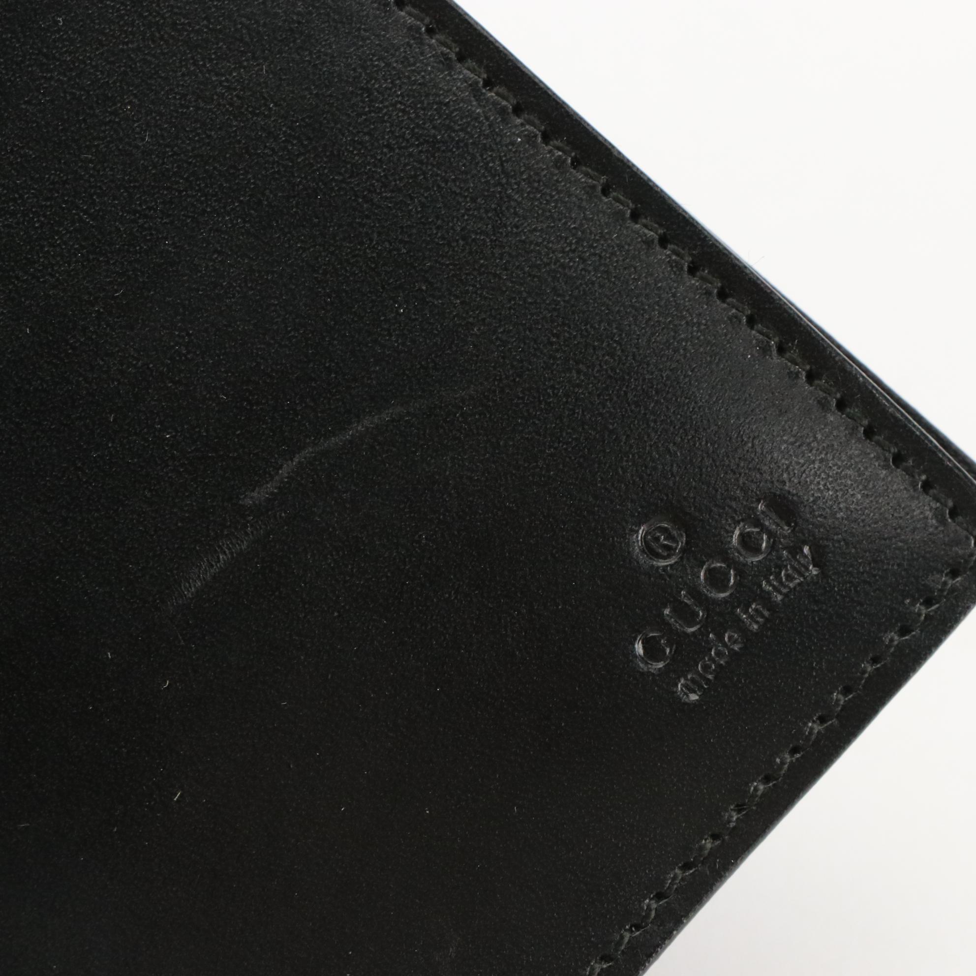 Gucci Men's Black Smooth Leather Bifold Wallet in Box
