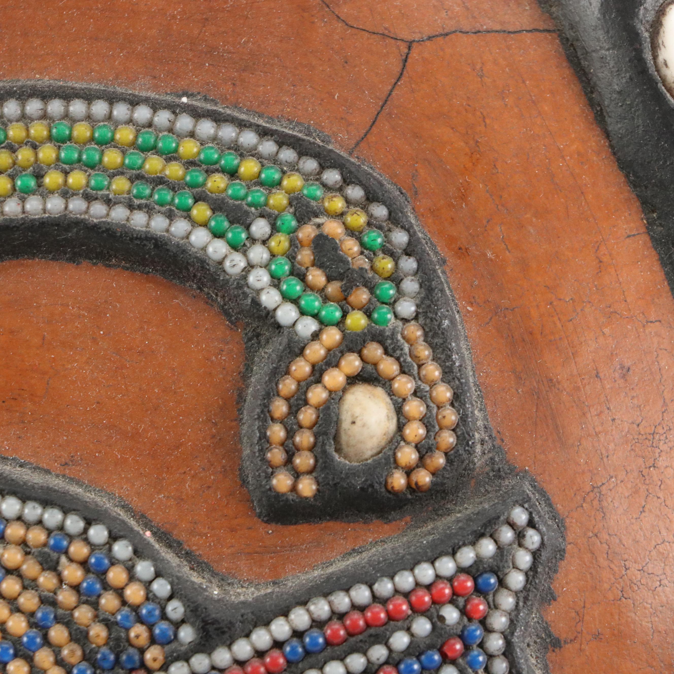 Ghana Ashanti Tribe Animals Beaded and Cowrie Shell Gourd