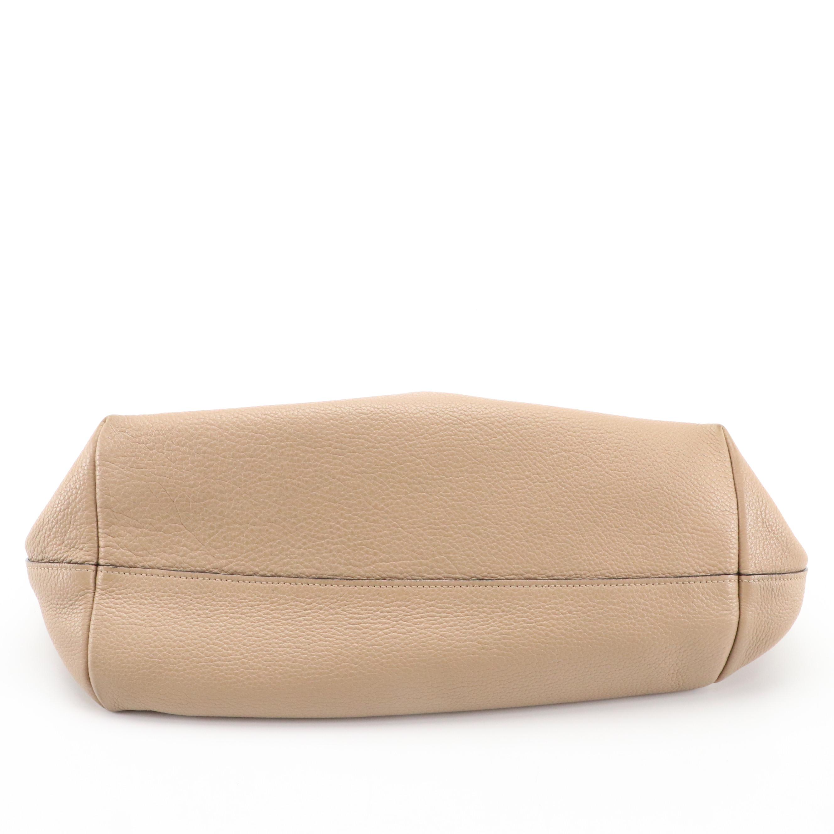 Prada Beige Grained Leather Shoulder Tote Bag