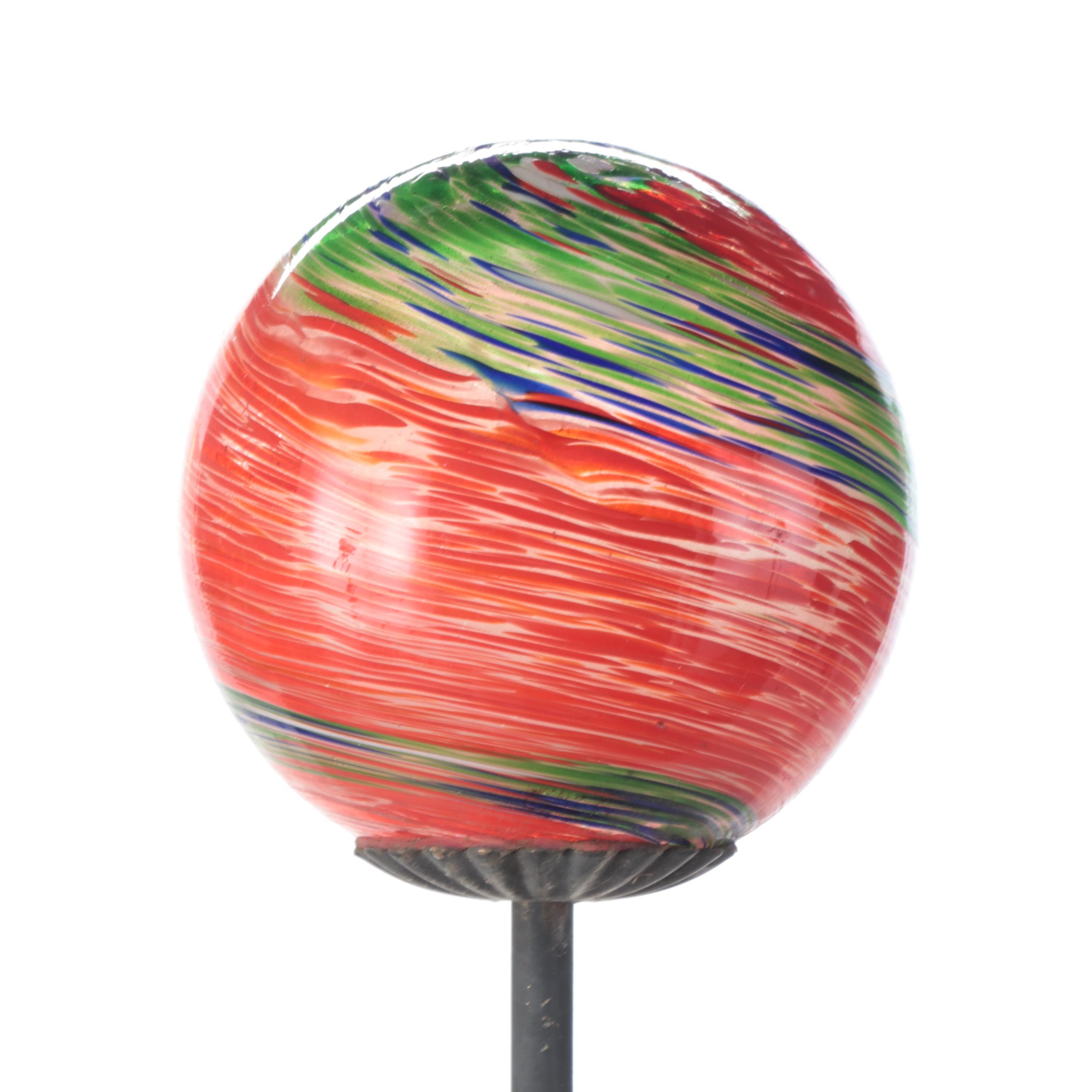 Glass Bird and Orb Garden Stakes with Ceramic Mushrooms