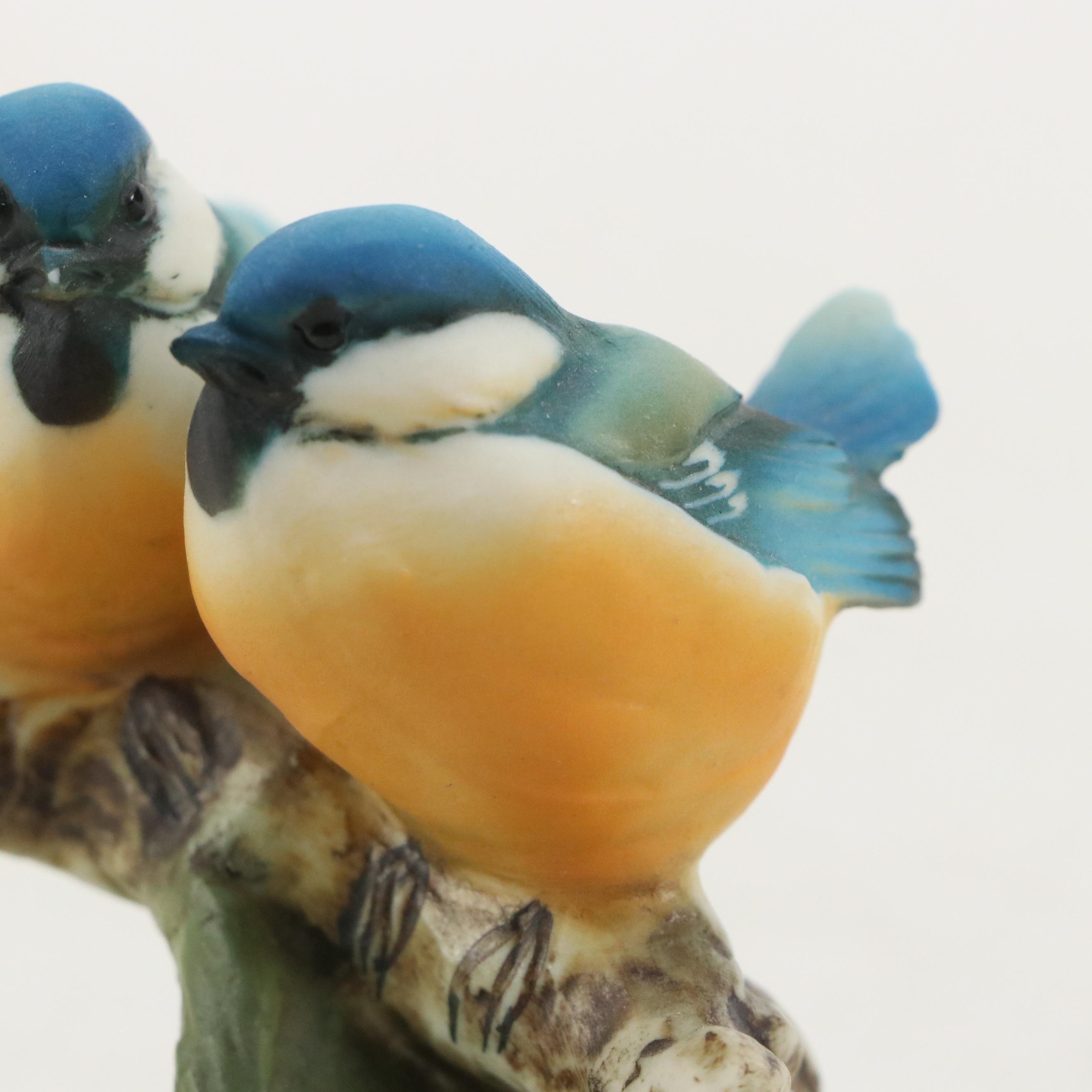 Crown Staffordshire Bone China Baltimore Oriole With Italian Bluebirds Figure