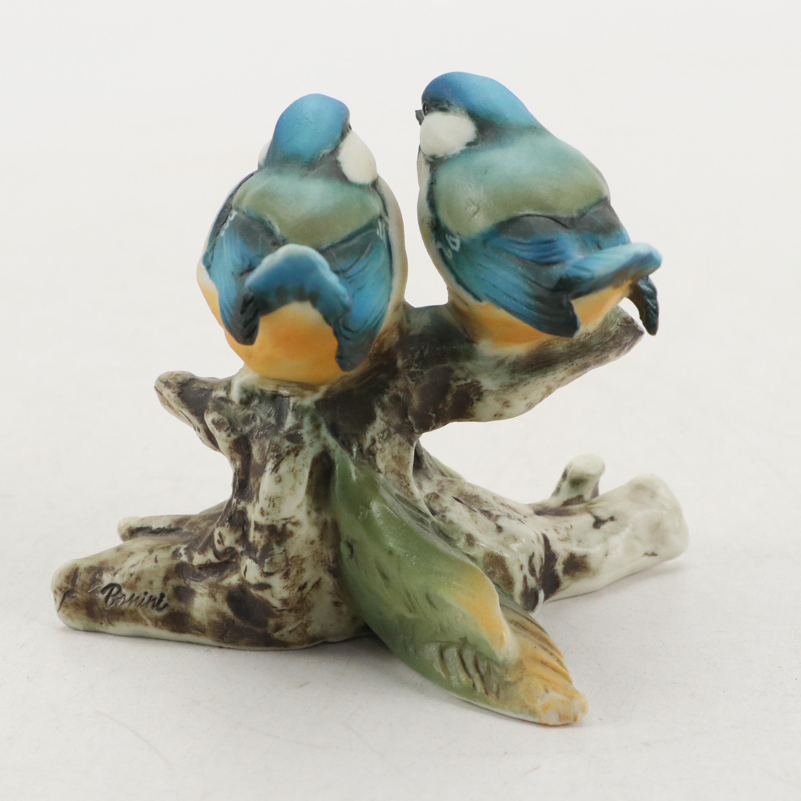 Crown Staffordshire Bone China Baltimore Oriole With Italian Bluebirds Figure