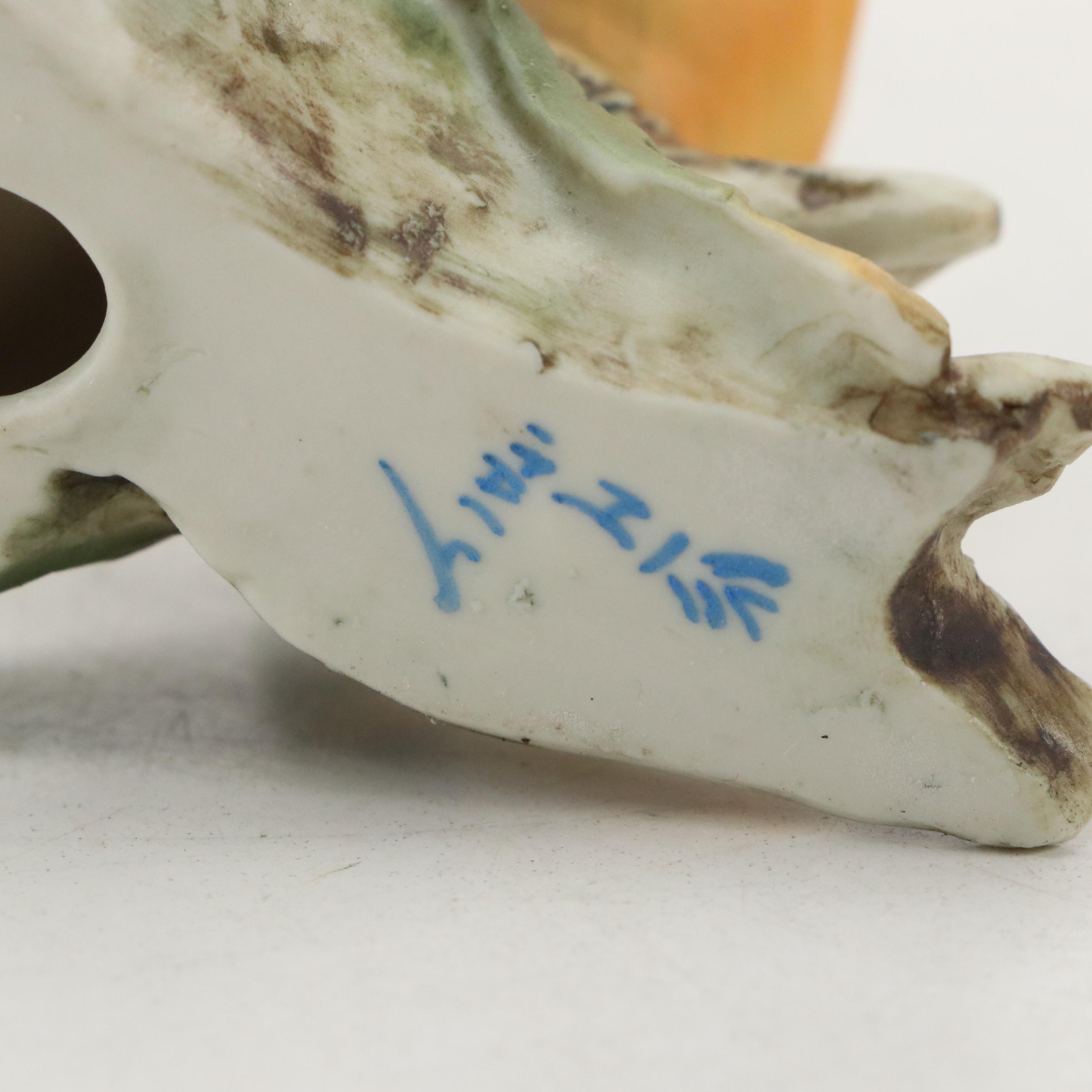 Crown Staffordshire Bone China Baltimore Oriole With Italian Bluebirds Figure