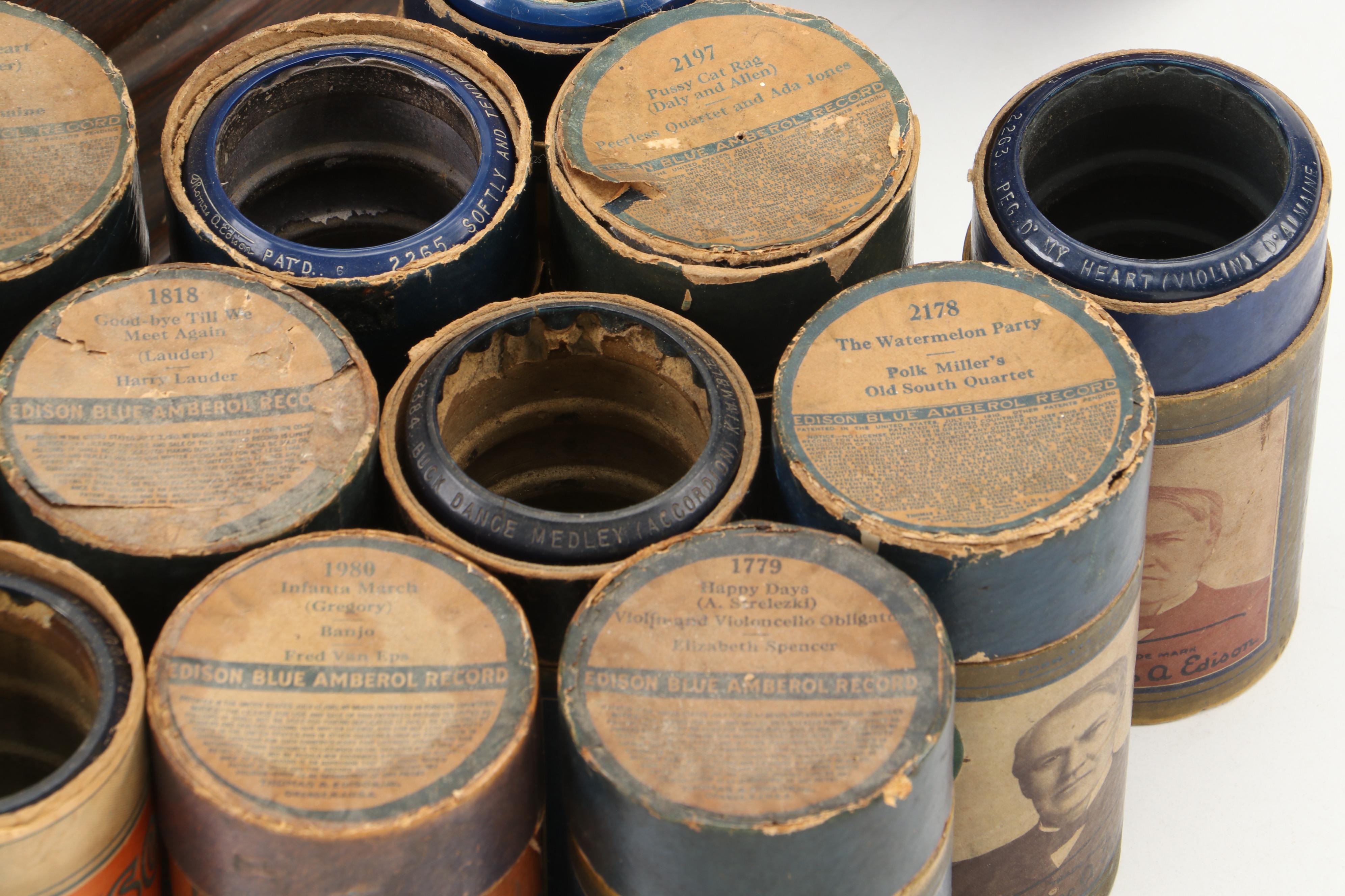 Edison Fireside Phonograph Model A with Music Cylinders, Early 20th C.