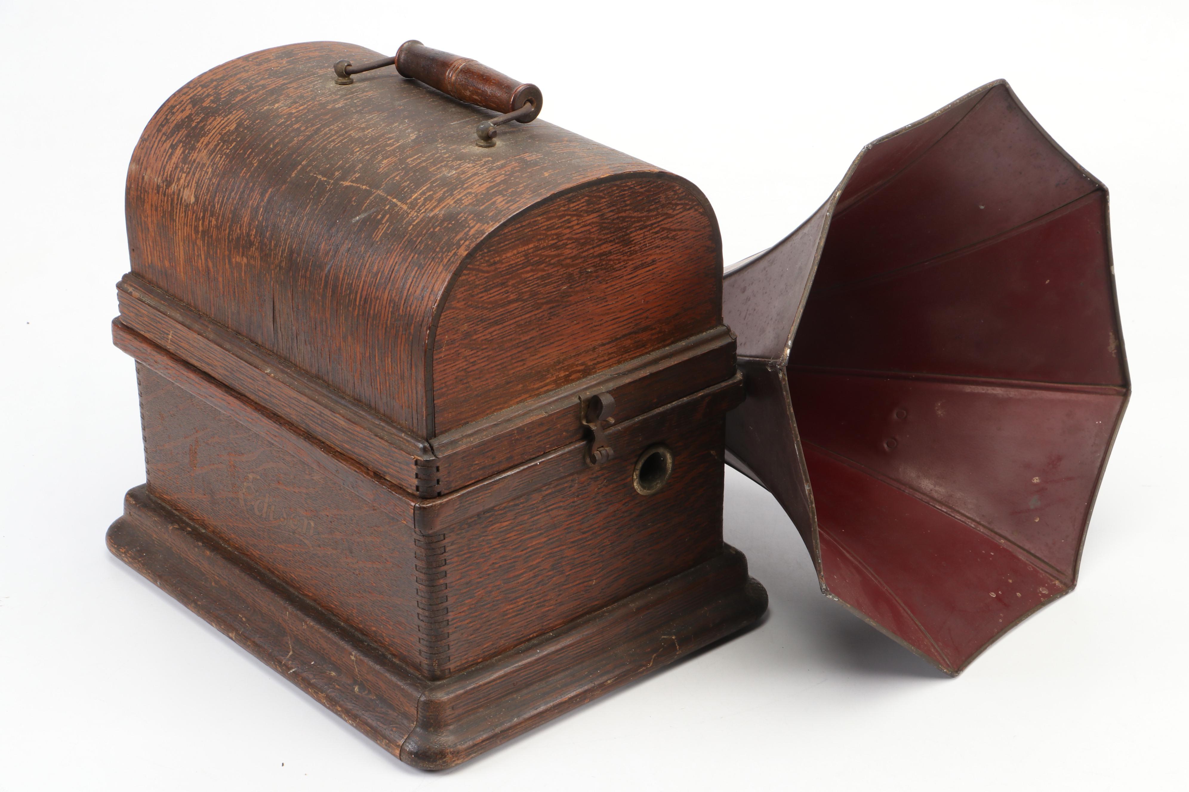 Edison Fireside Phonograph Model A with Music Cylinders, Early 20th C.