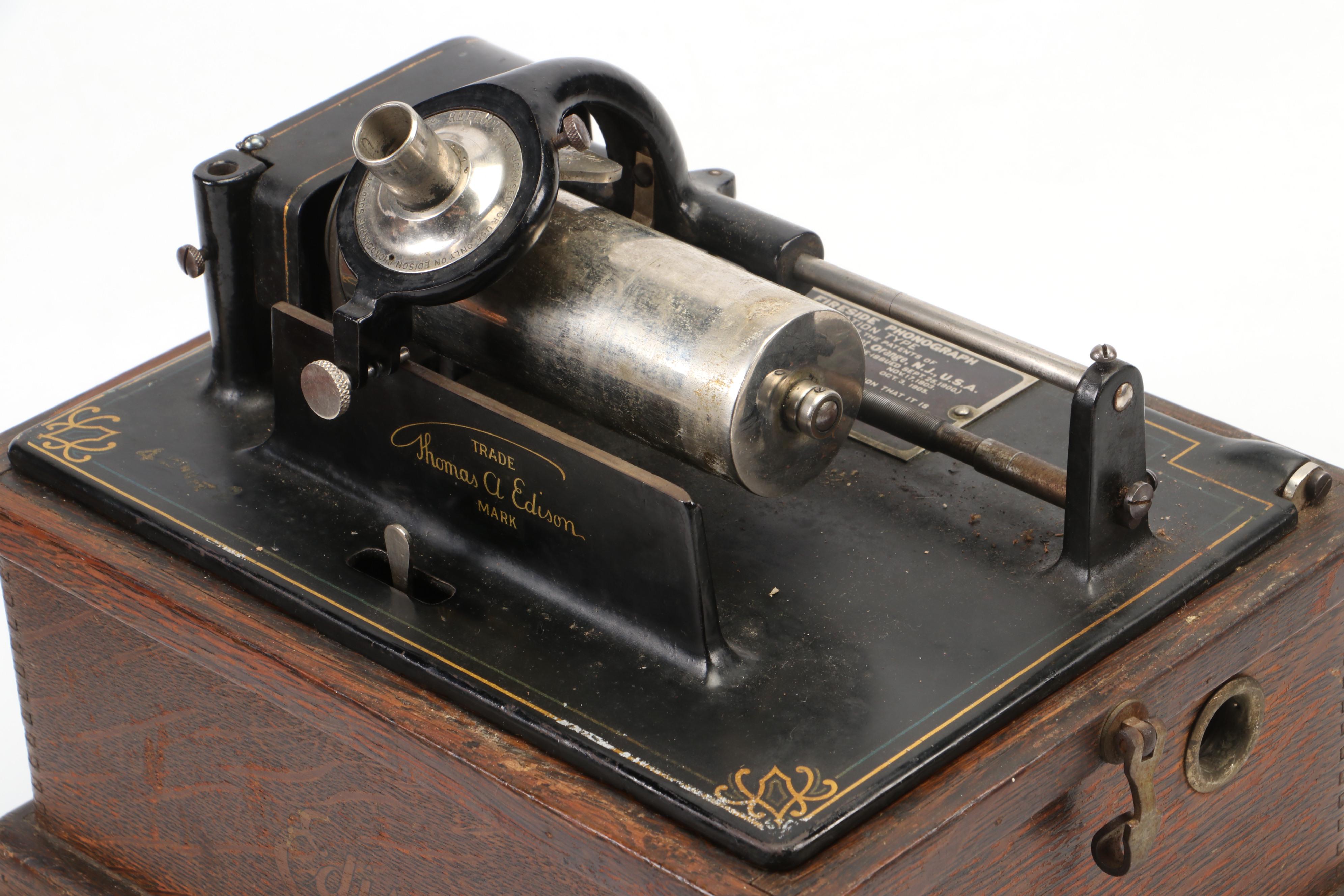 Edison Fireside Phonograph Model A with Music Cylinders, Early 20th C.