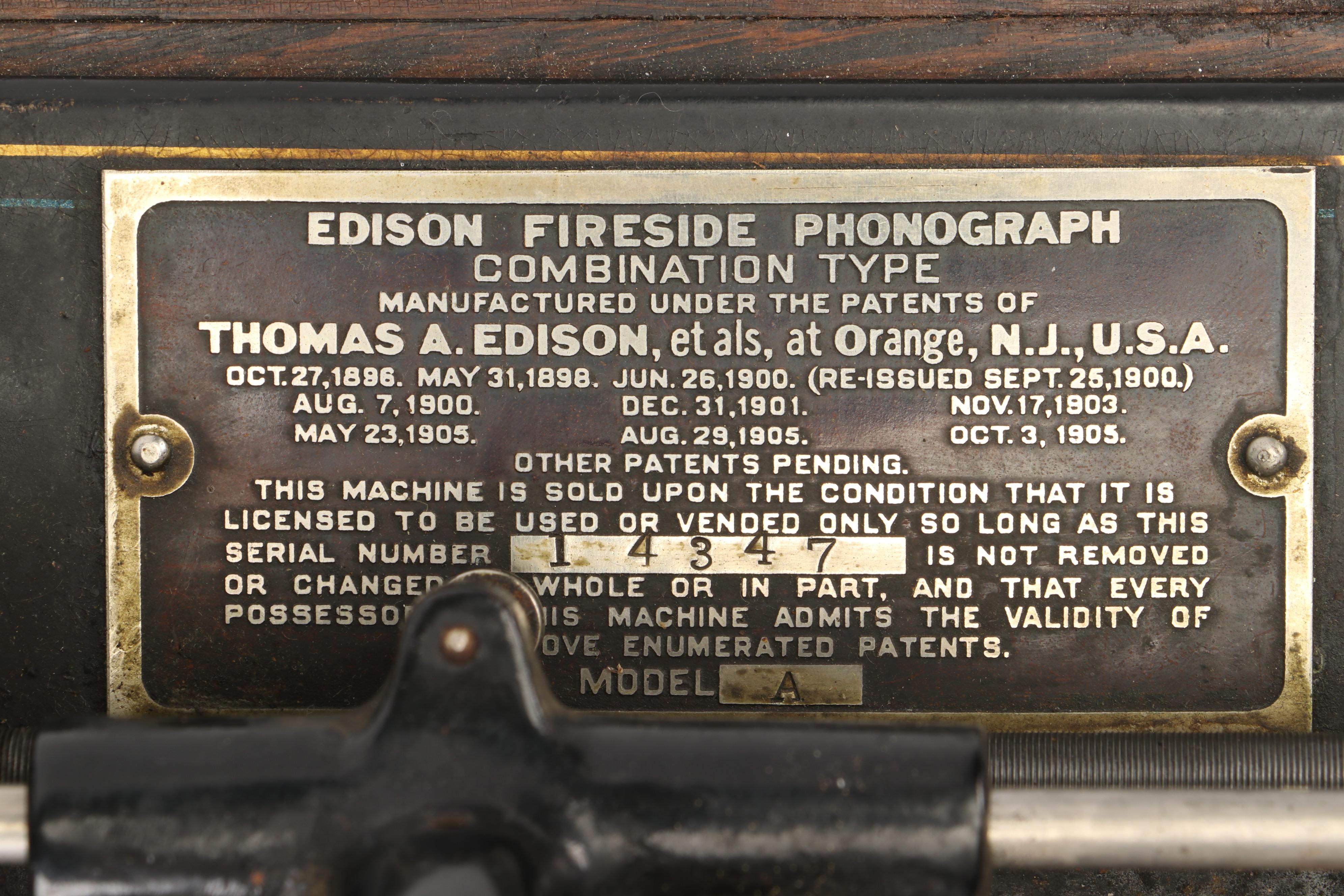 Edison Fireside Phonograph Model A with Music Cylinders, Early 20th C.