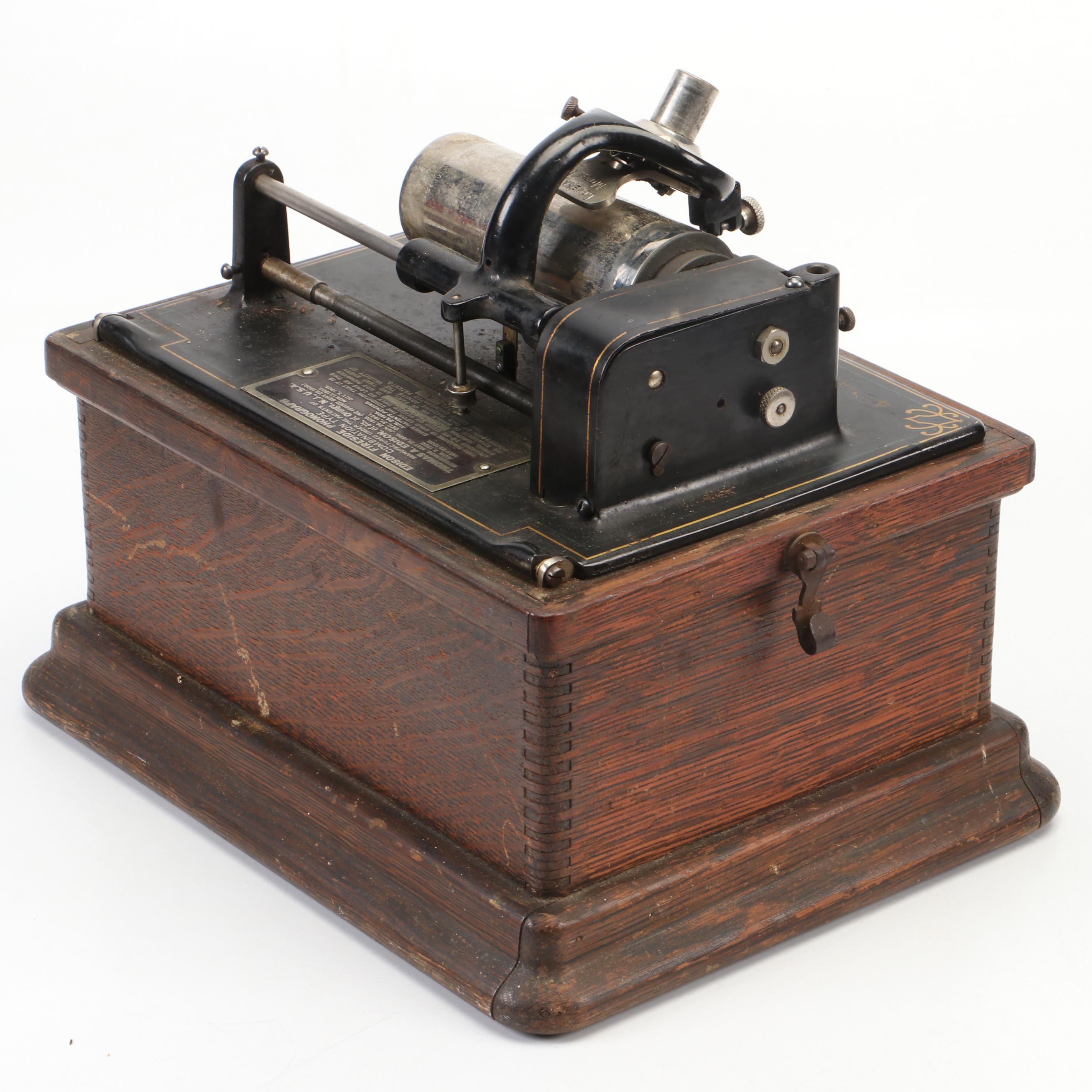 Edison Fireside Phonograph Model A with Music Cylinders, Early 20th C.