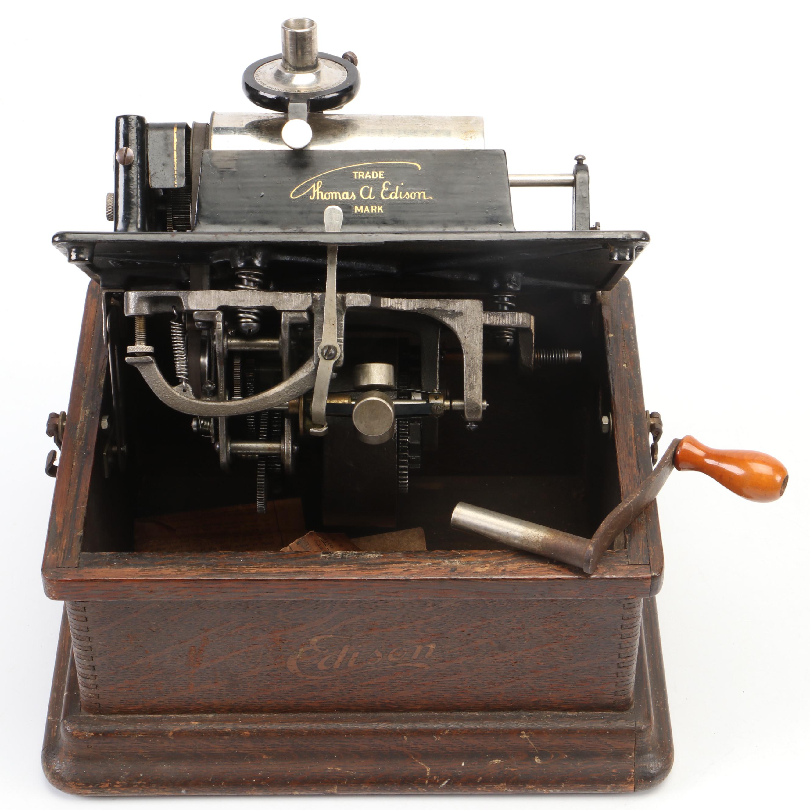 Edison Fireside Phonograph Model A with Music Cylinders, Early 20th C.