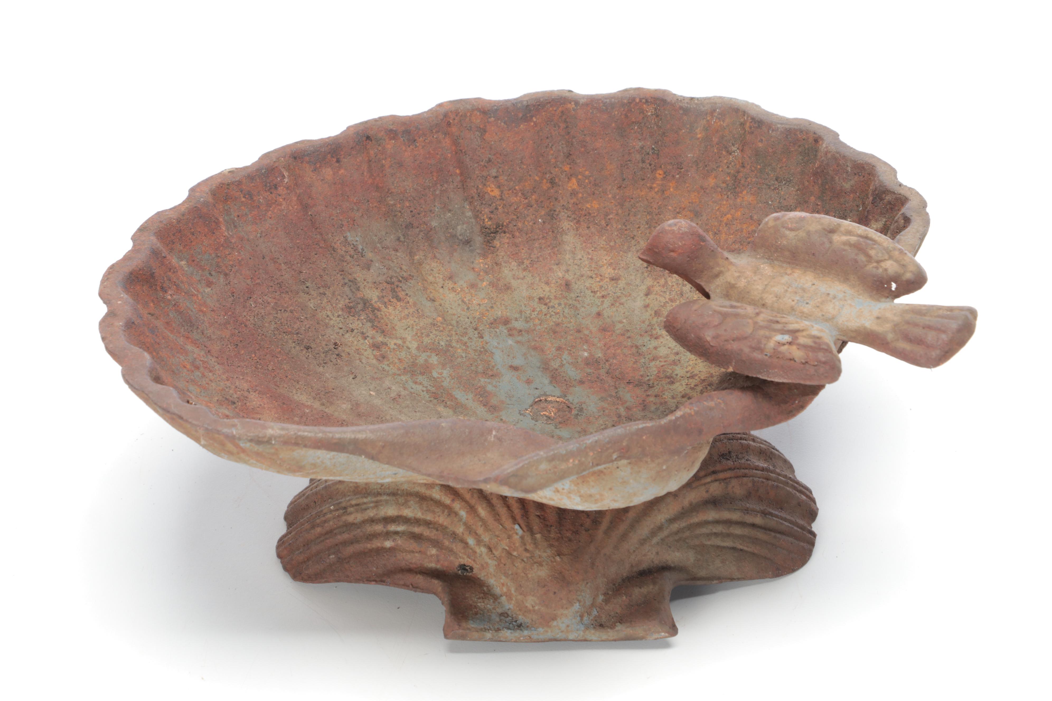 Cast Iron Clam Shell Bird Bath