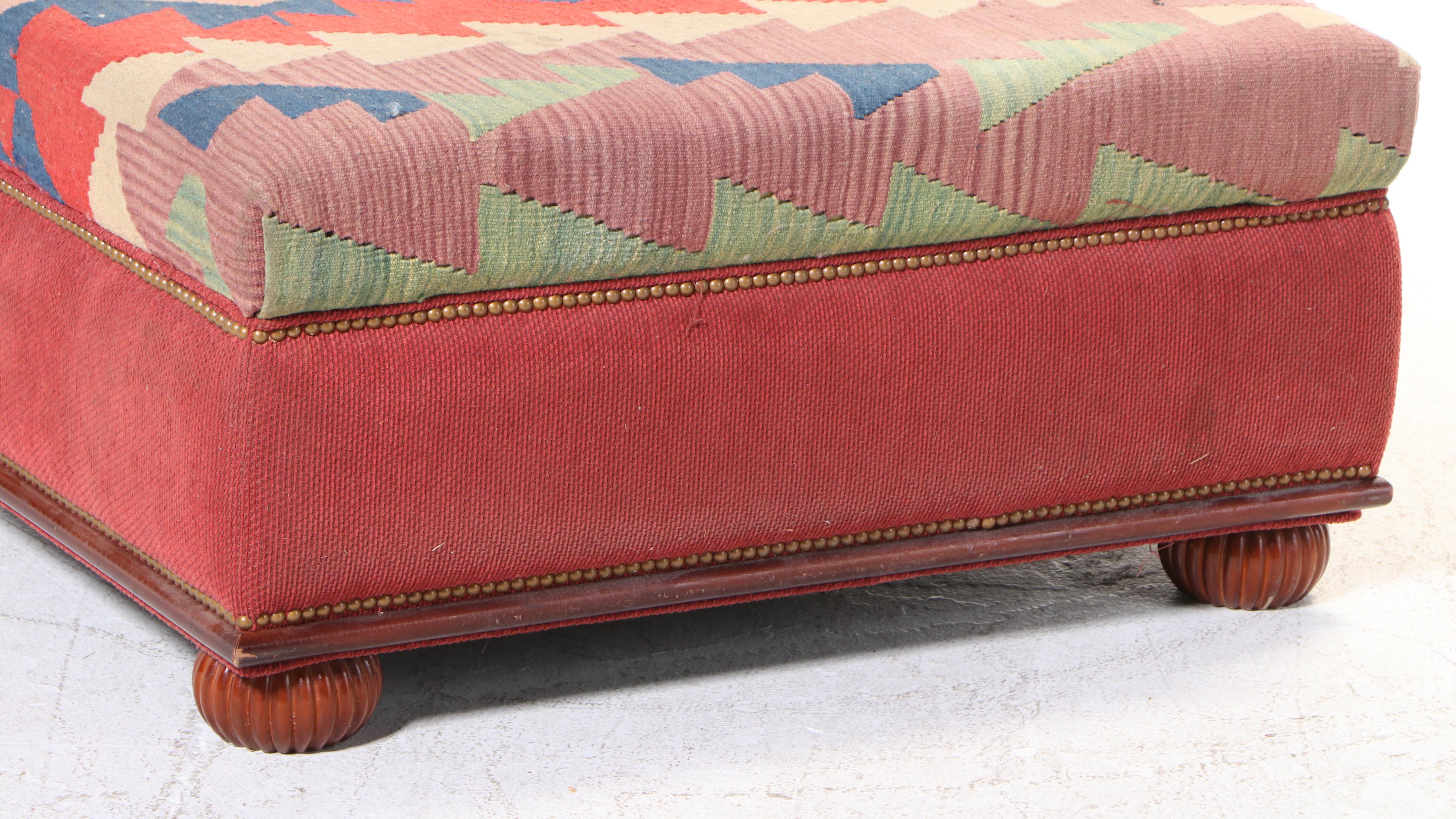 Kilim-Upholstered Cocktail Ottoman