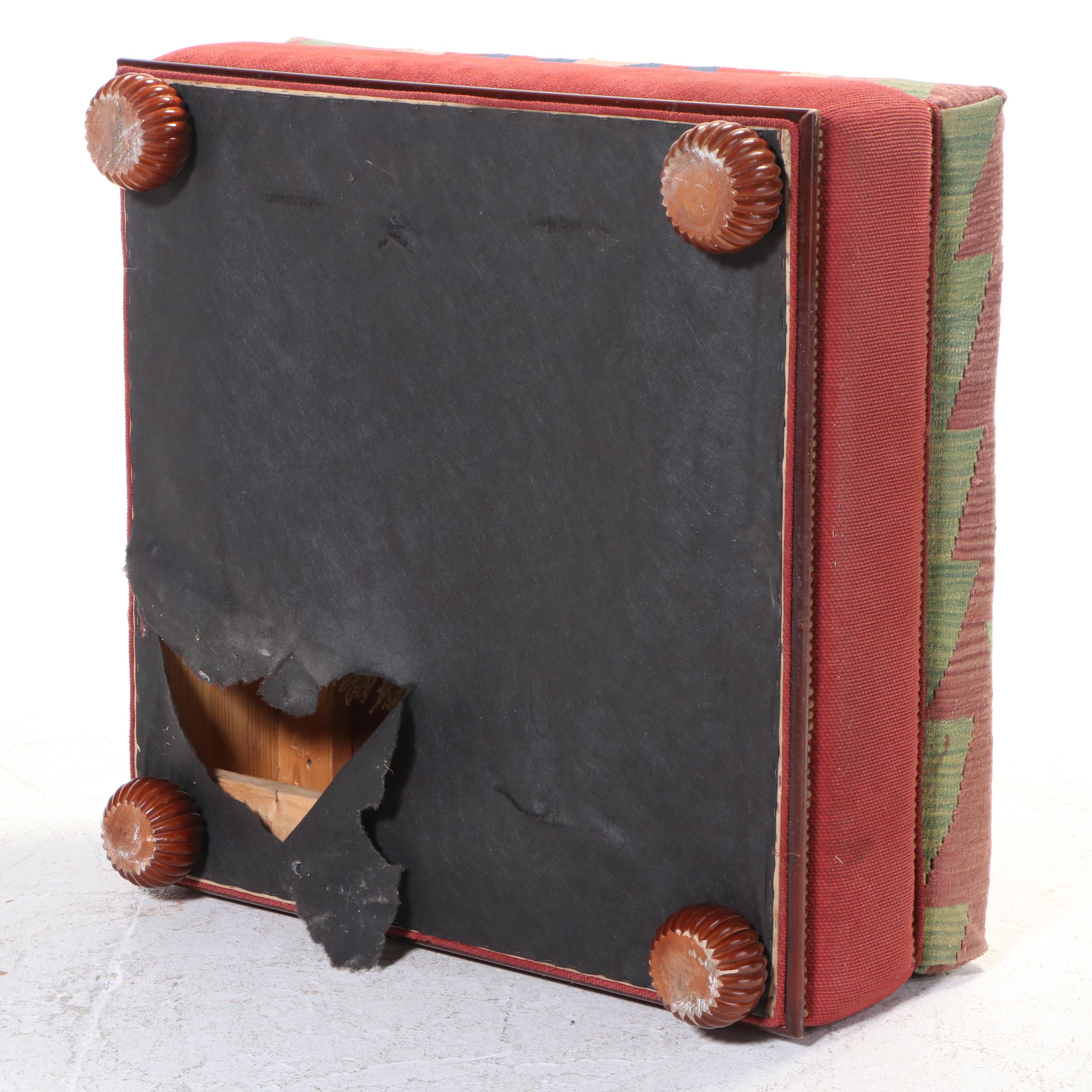 Kilim-Upholstered Cocktail Ottoman