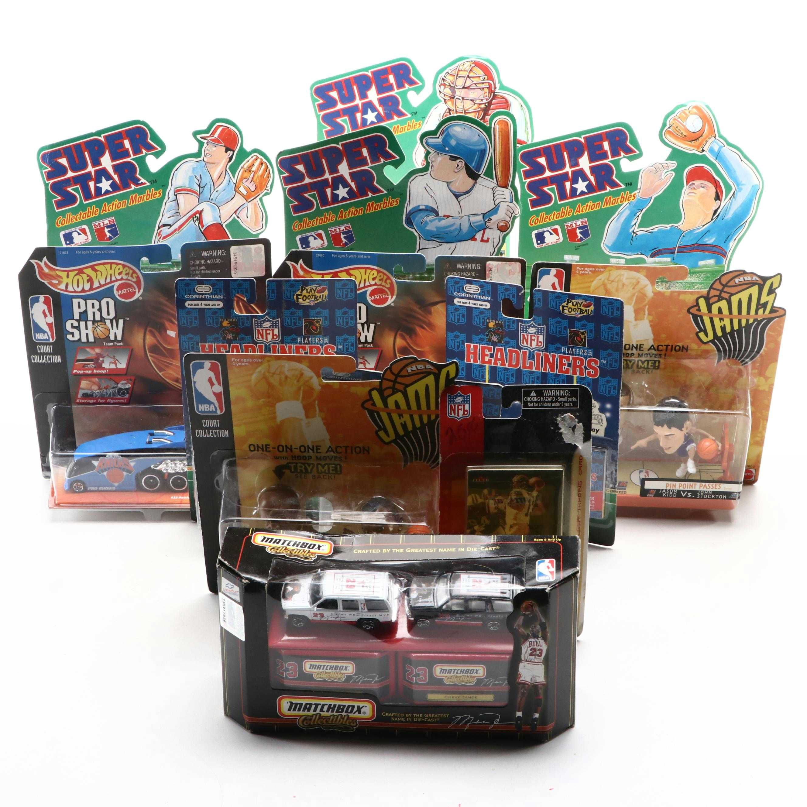 Matchbox and Hot Wheels NBA Themed Vehicles with Other Sports Themed Toys