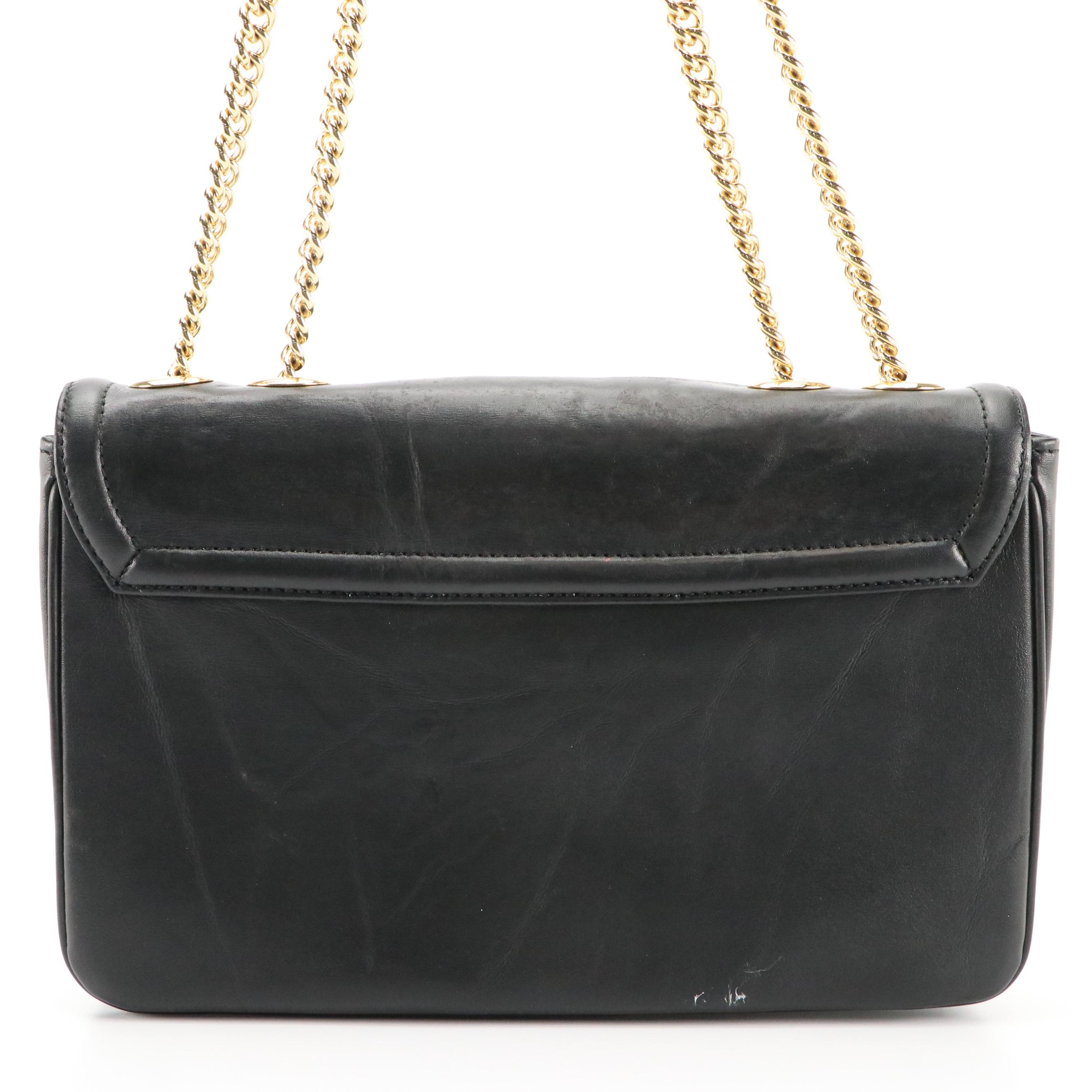 Gucci Rajah Embellished Black Leather Front Flap Chain Crossbody Bag