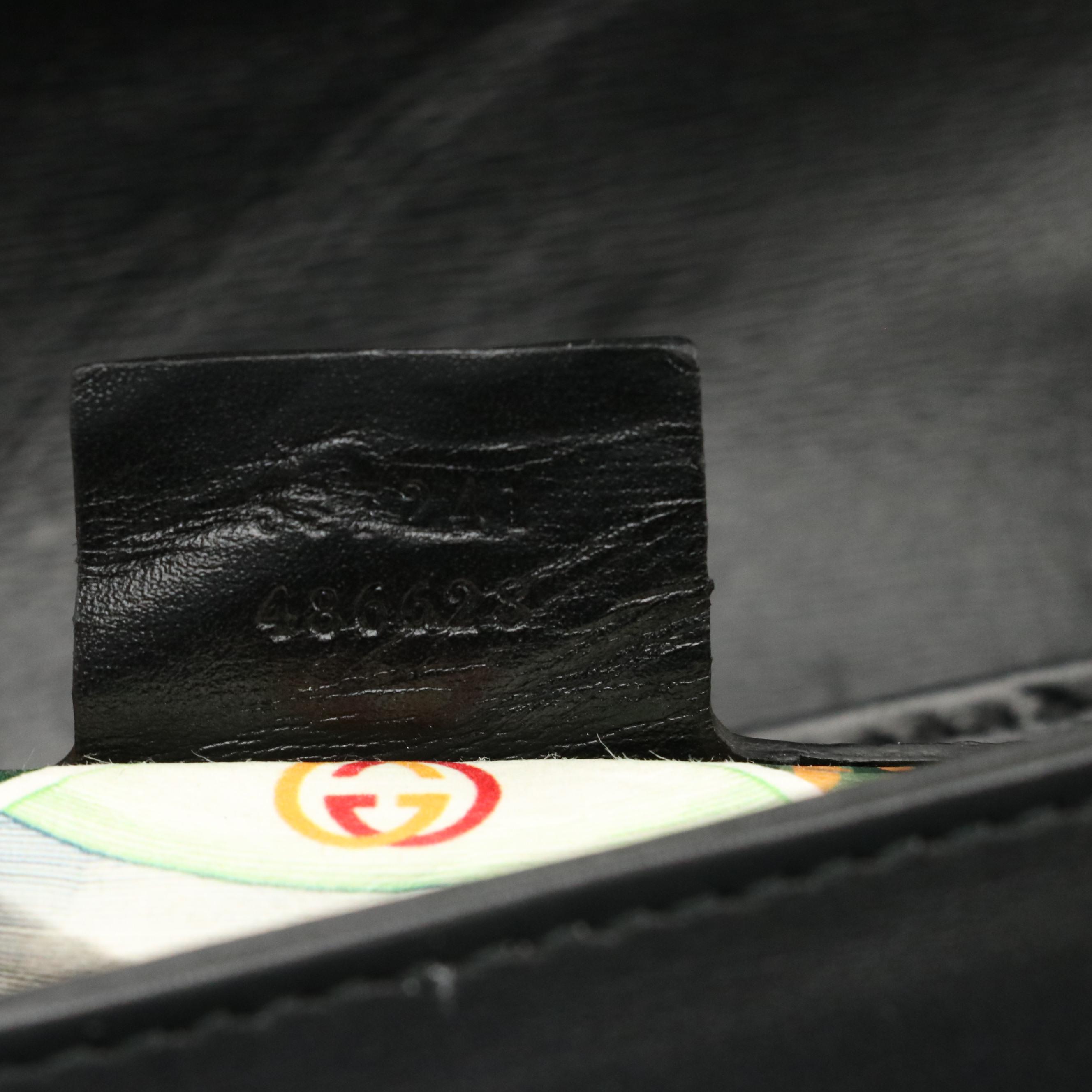 Gucci Rajah Embellished Black Leather Front Flap Chain Crossbody Bag