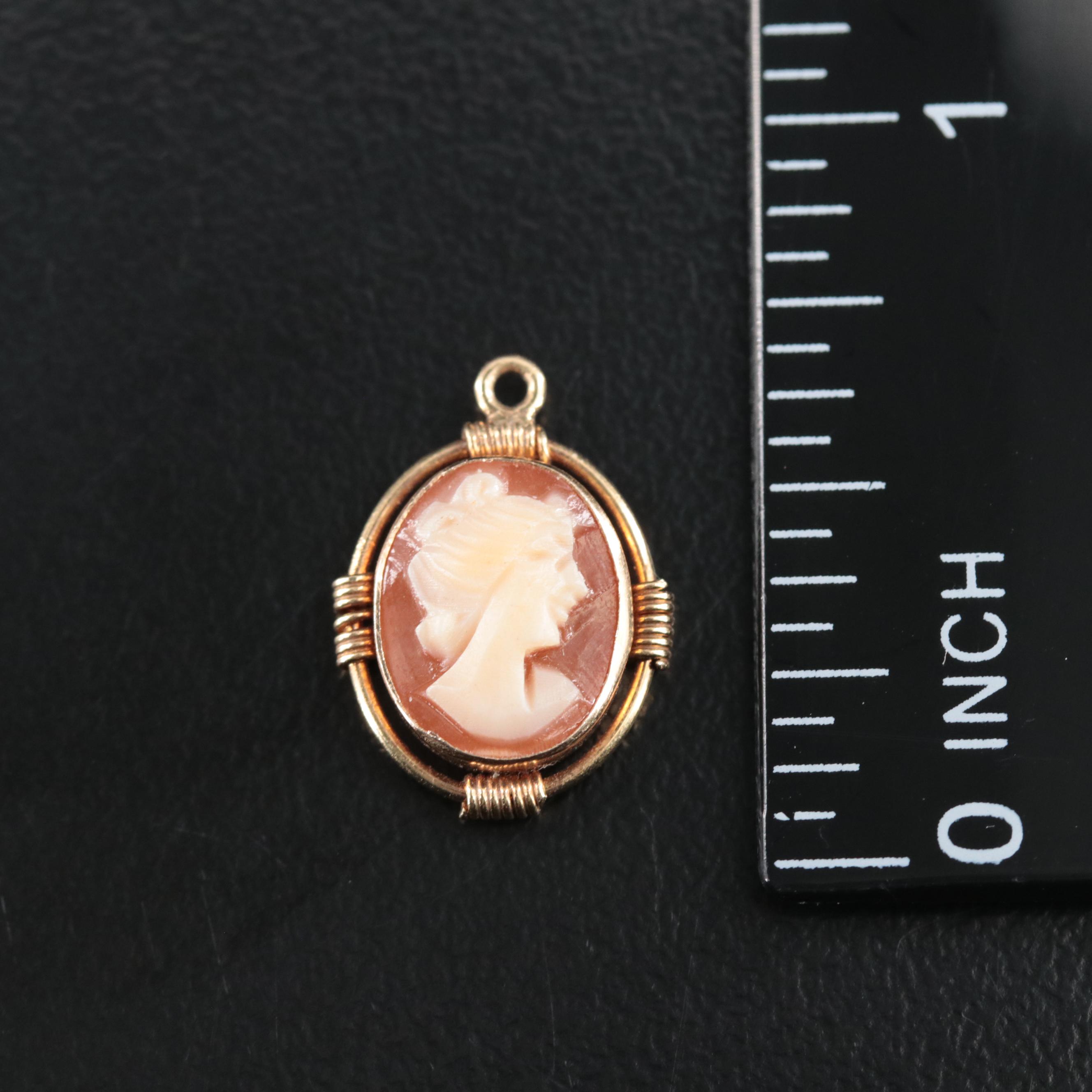 14K Shell Cameo Pendant