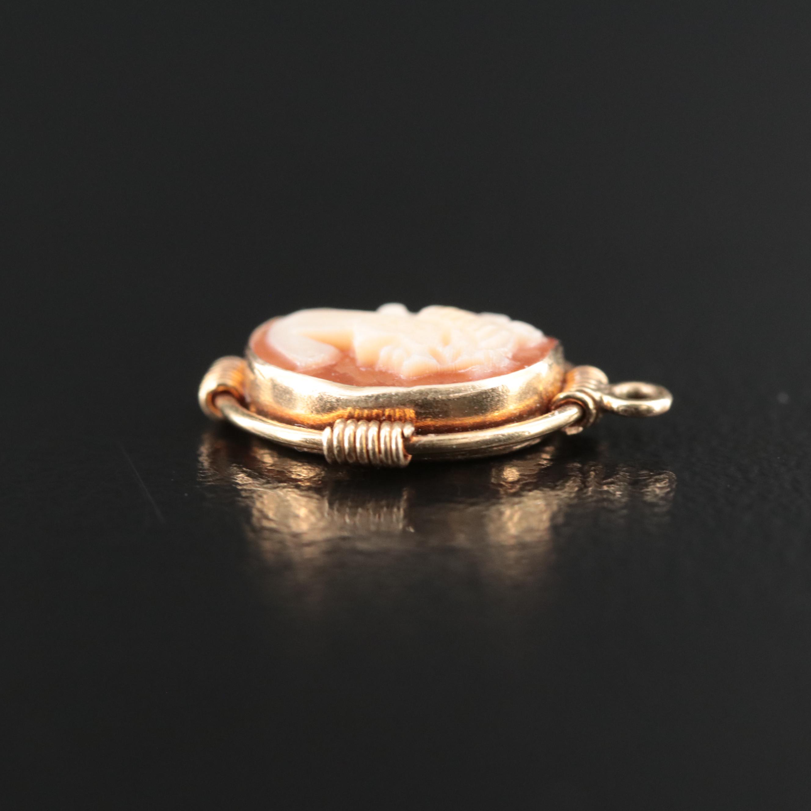 14K Shell Cameo Pendant