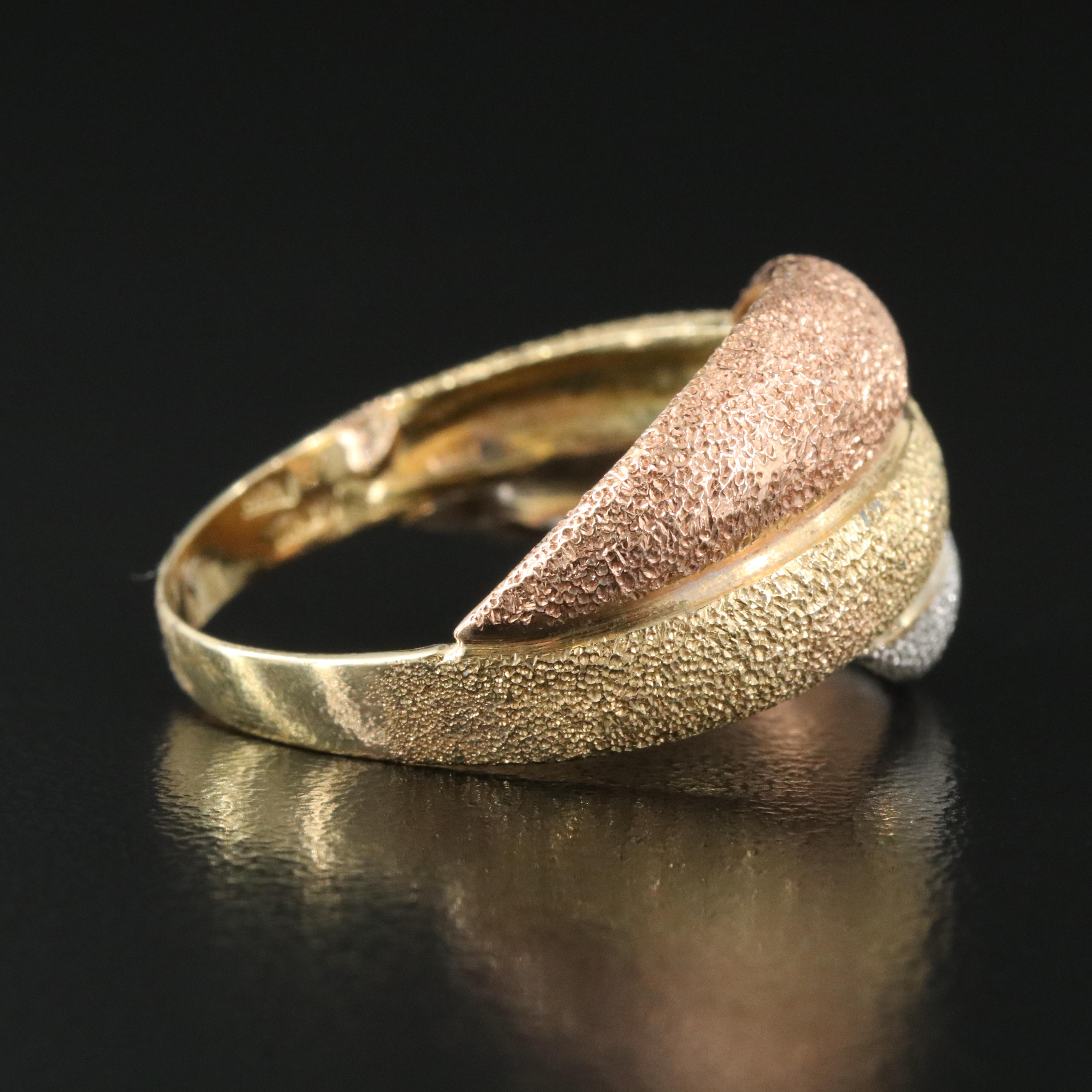 Italian Milor 14K Tri-Gold Ring with Textured Finish