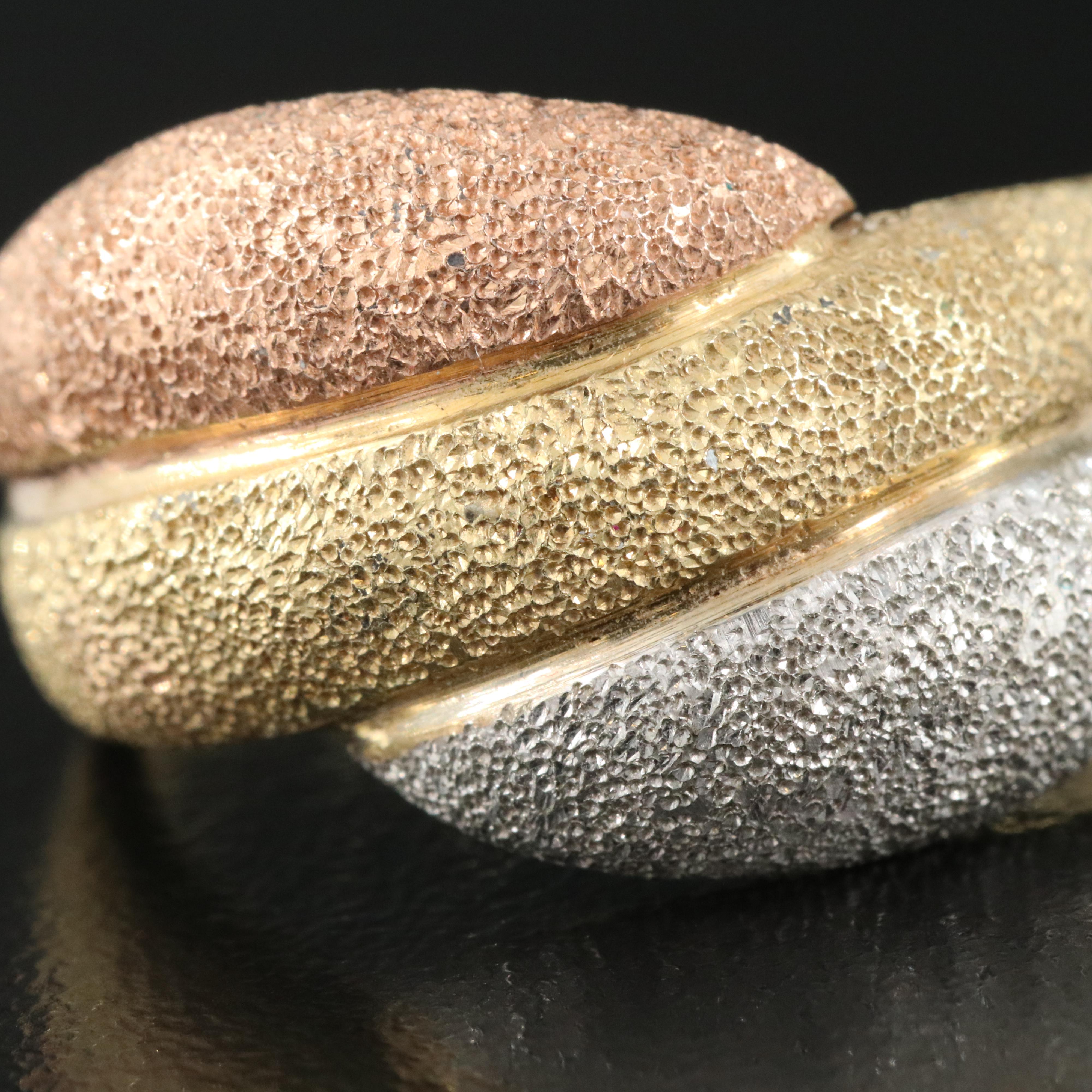 Italian Milor 14K Tri-Gold Ring with Textured Finish