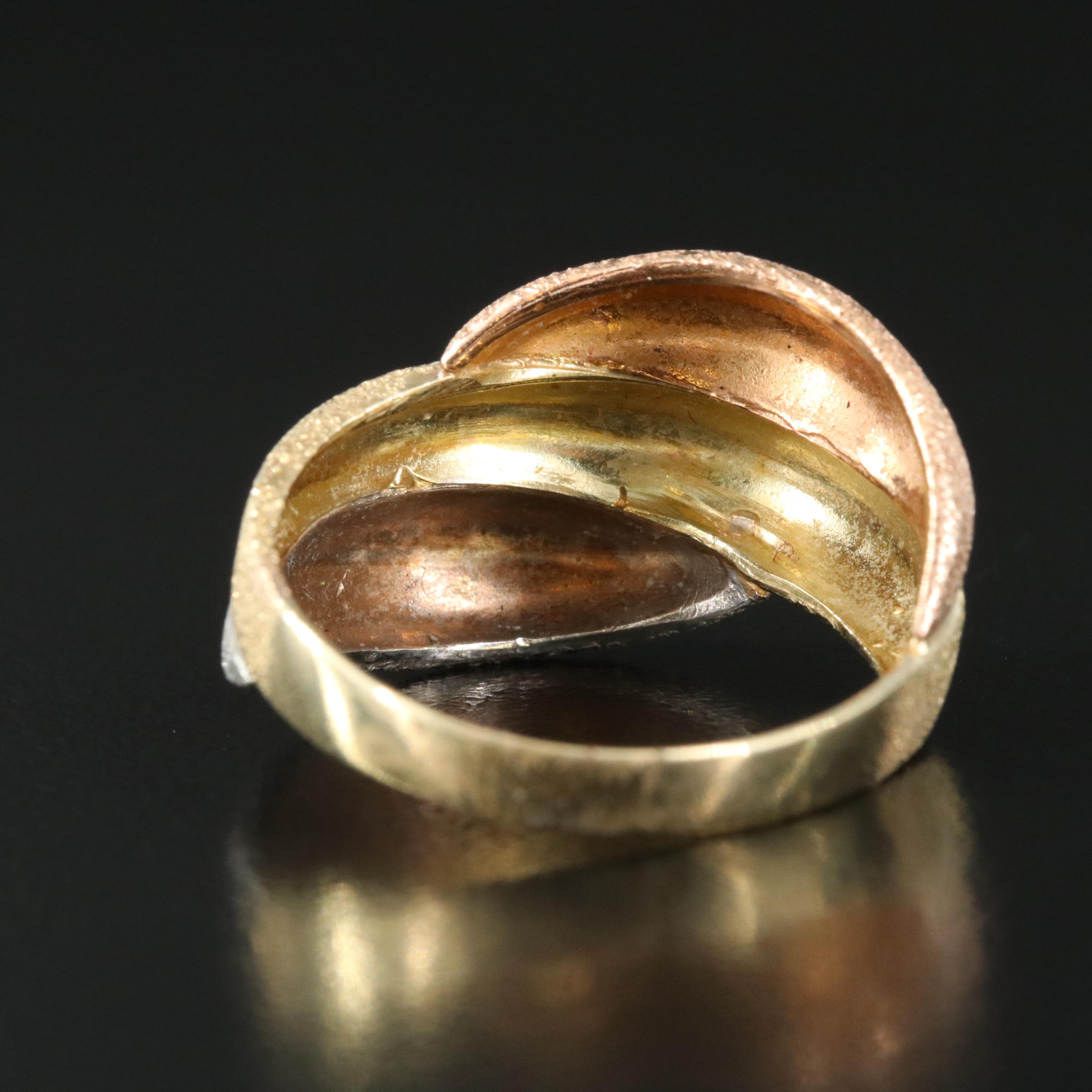 Italian Milor 14K Tri-Gold Ring with Textured Finish